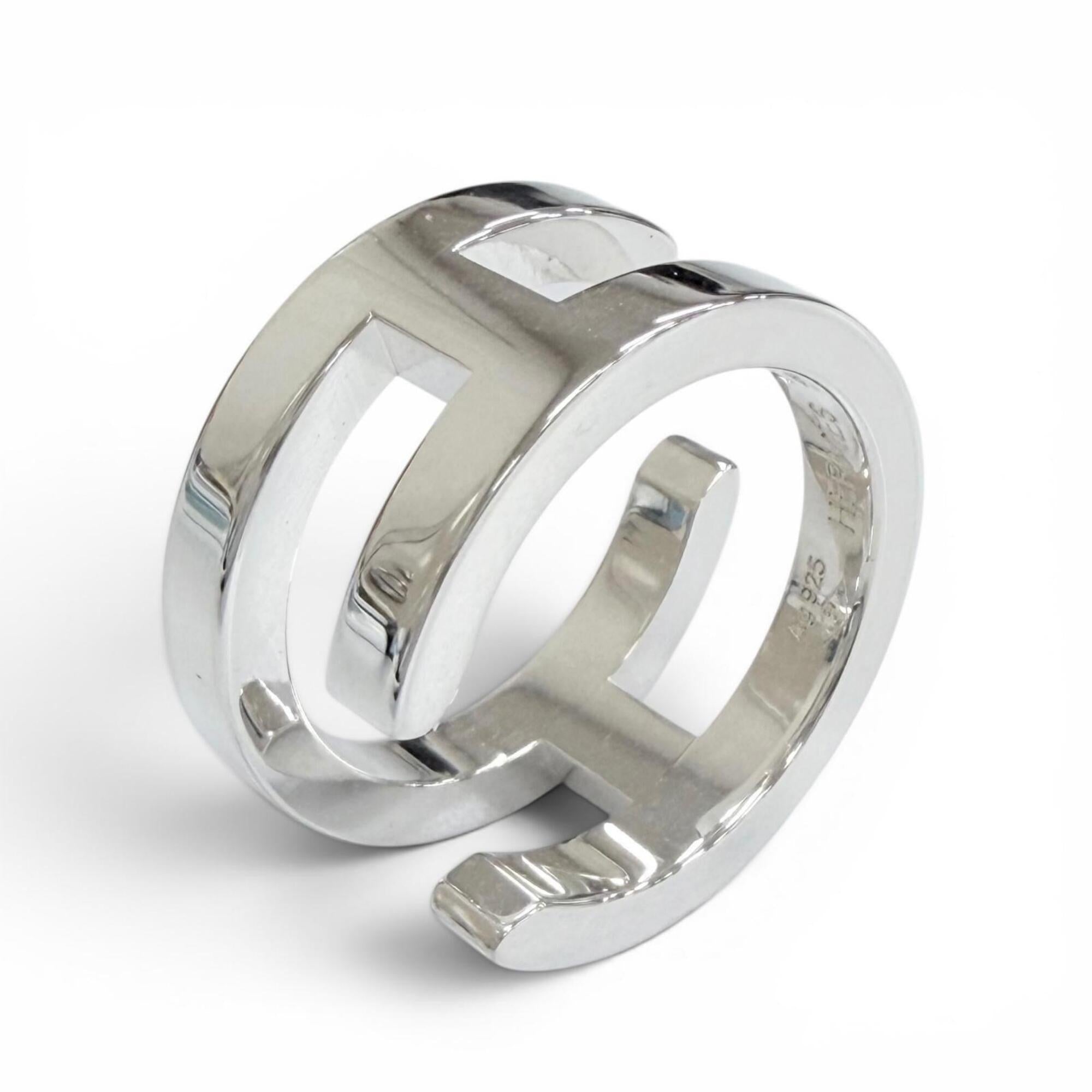 Hermes Silver Silver 925 Band Ring (Pre-Owned)