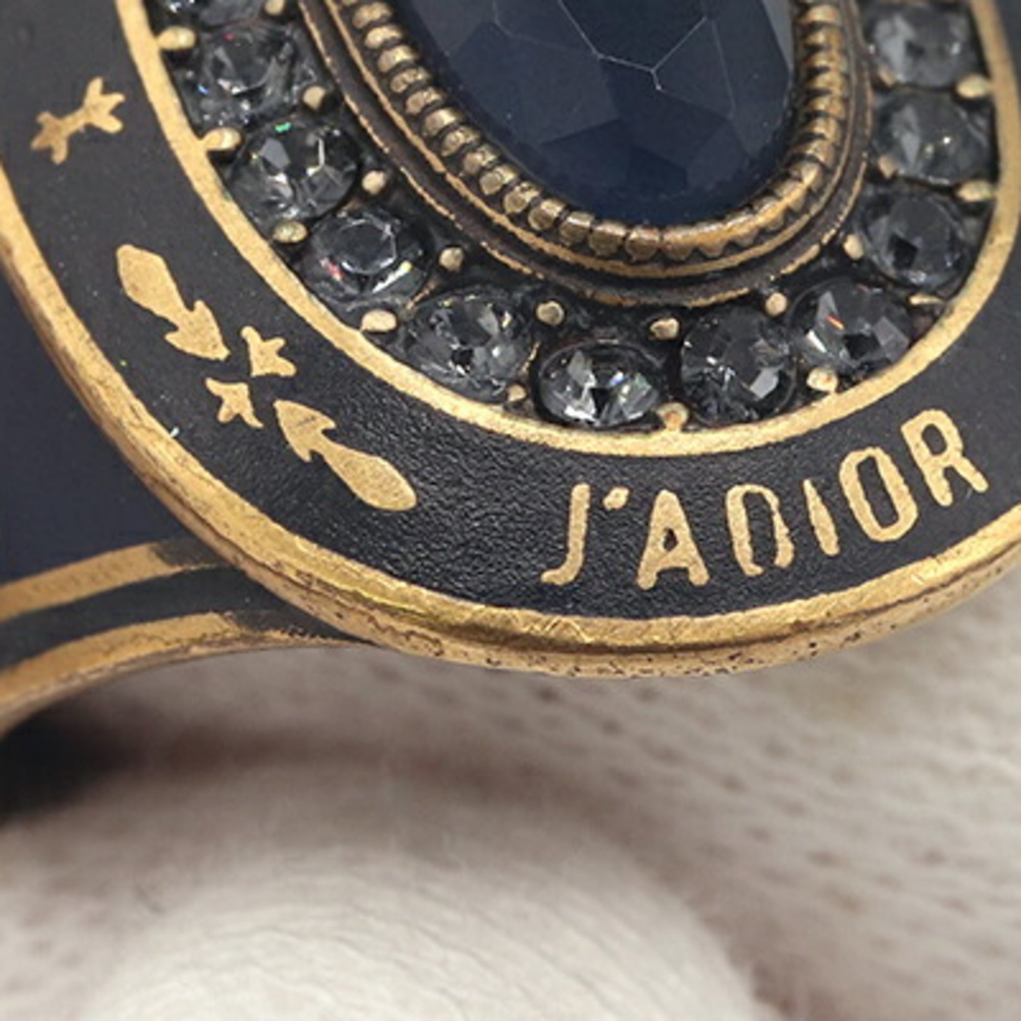 Christian Dior Black Navy Metal Band Ring (Pre-Owned)