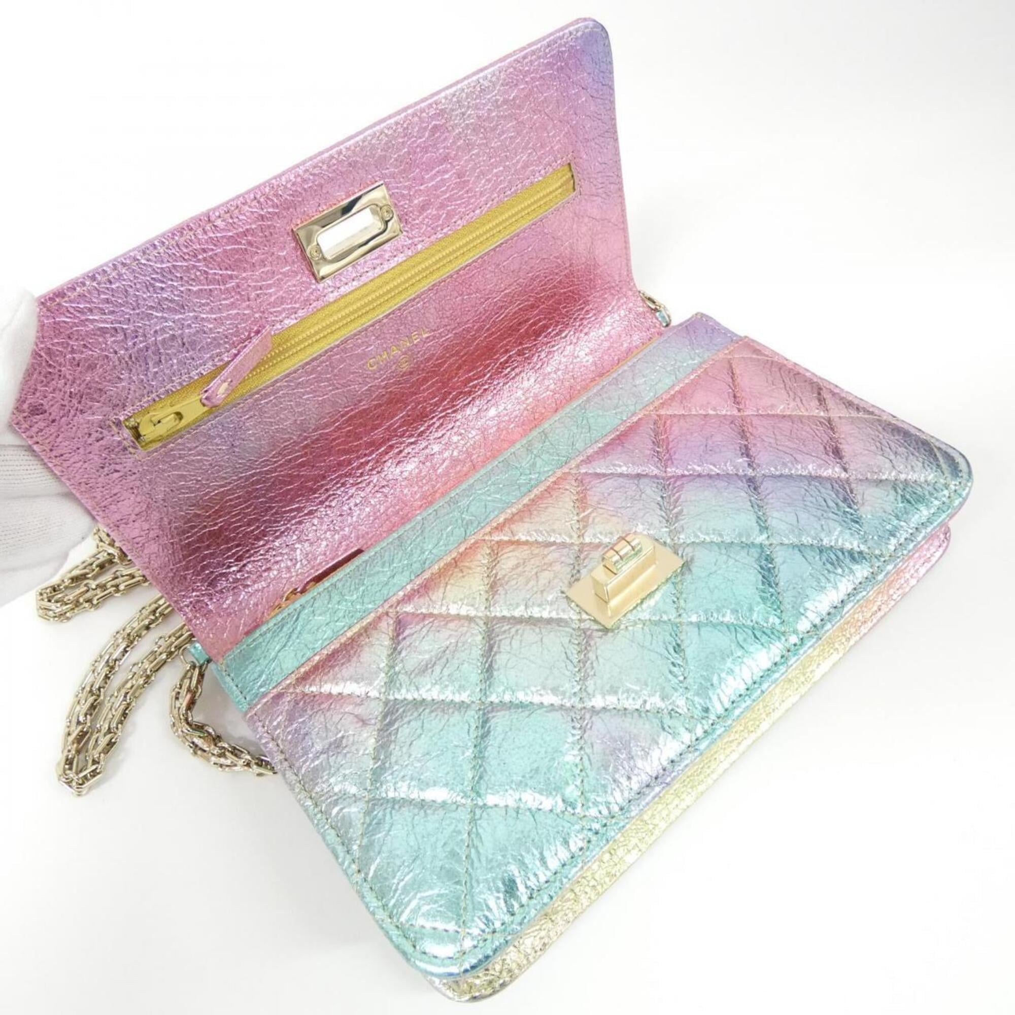 Chanel Metallic Multi-Color Leather Chain/Shoulder Wallet (Pre-Owned)