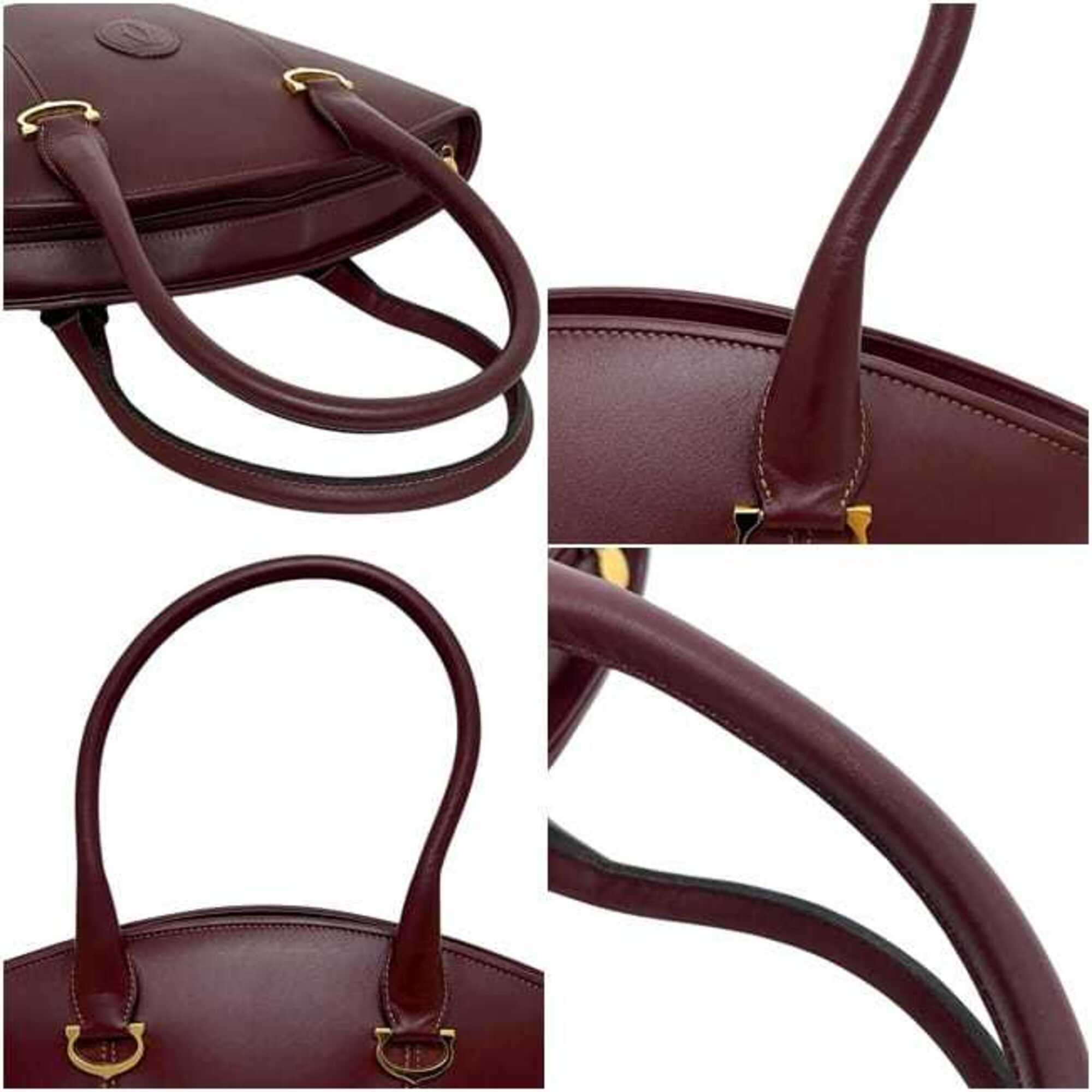 Cartier Bordeaux Leather Handbag Tote Bag (Pre-Owned)