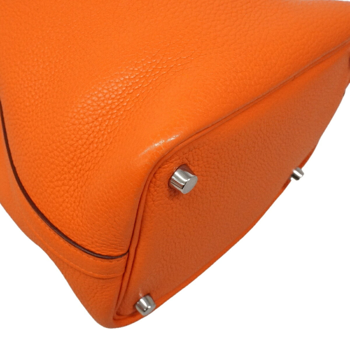 Hermes Orange Taurillon Clemence Leather Handbag (Pre-Owned)