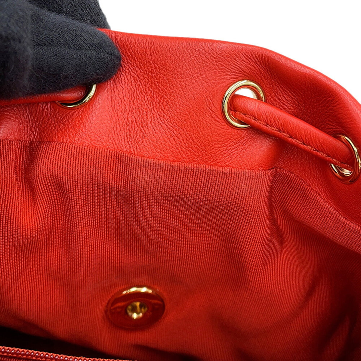 Chanel Dark Orange Leather Backpack Handbag (Pre-Owned)