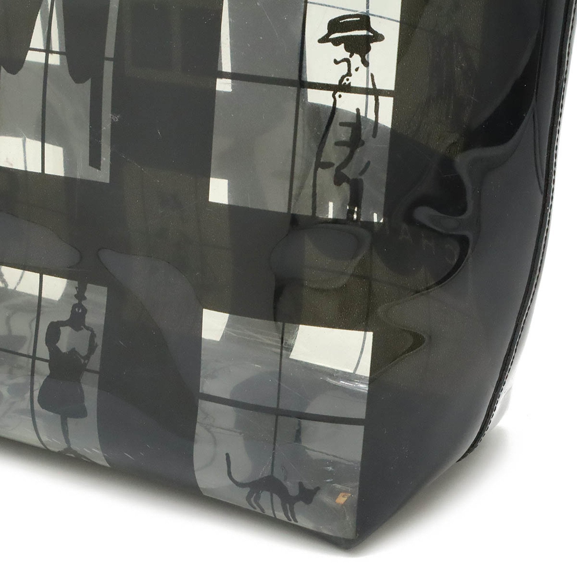 Chanel Black Clear Vinyl Plastic Shoulder Bag Tote Bag (Pre-Owned)