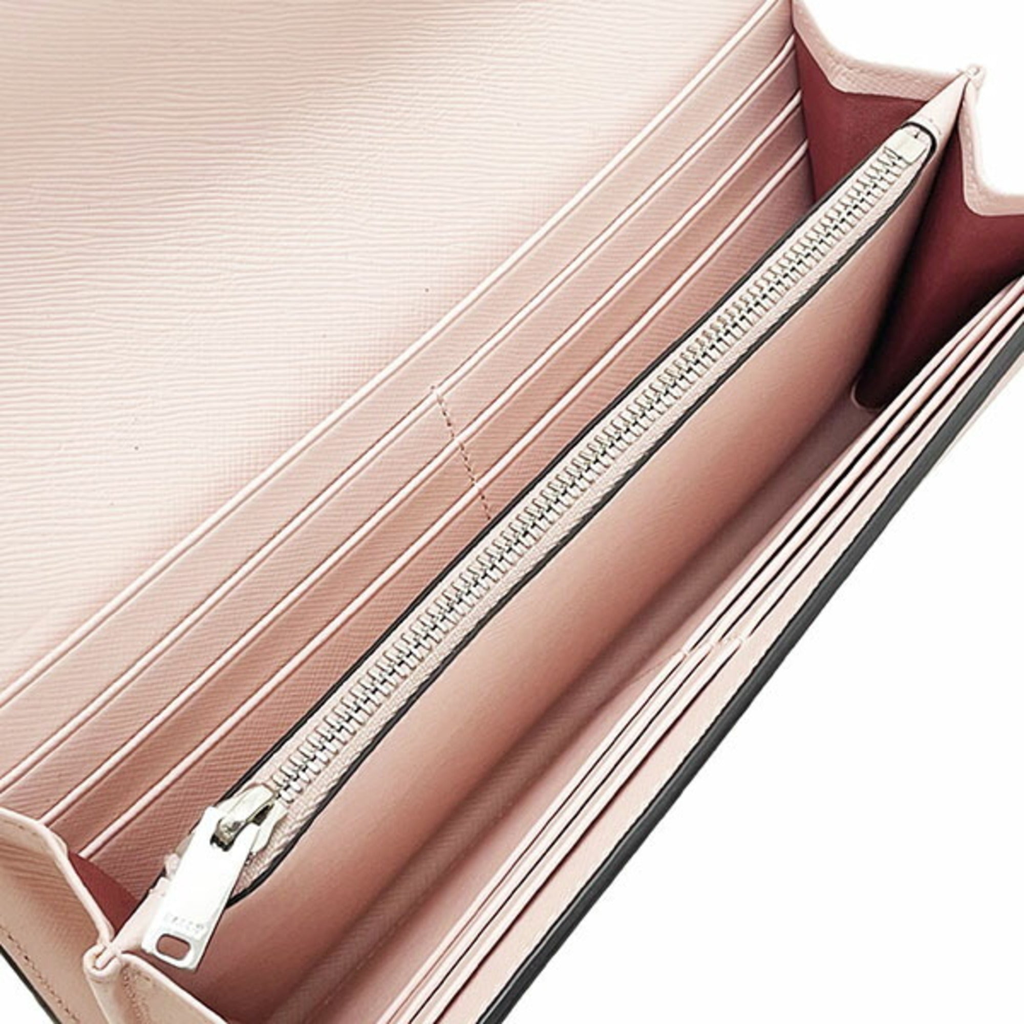 Bally Light Pink Pink White Leather Long Wallet (Bi-Fold) (Pre-Owned)