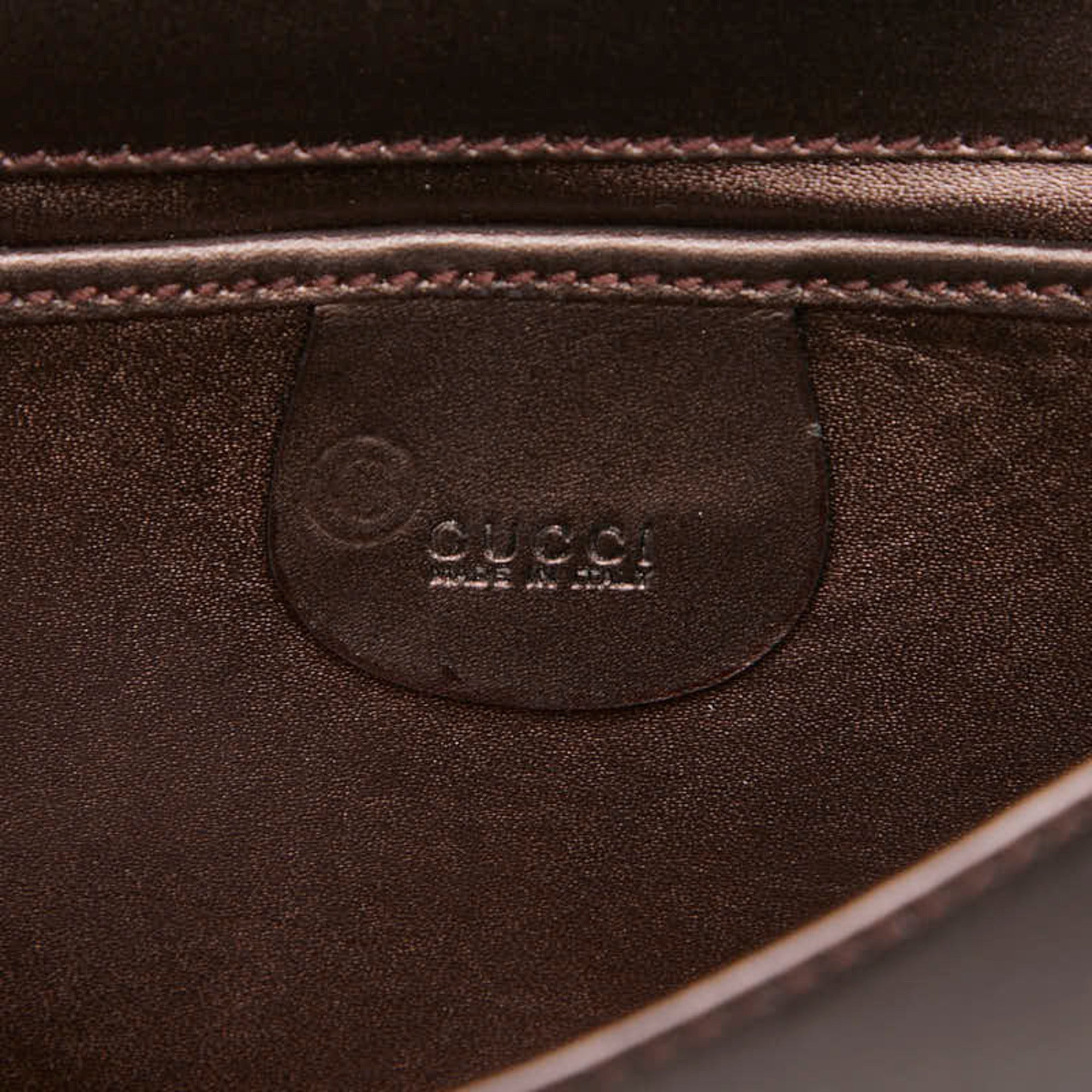 Gucci Brown Leather Metal Clutch Bag Pouch (Pre-Owned)