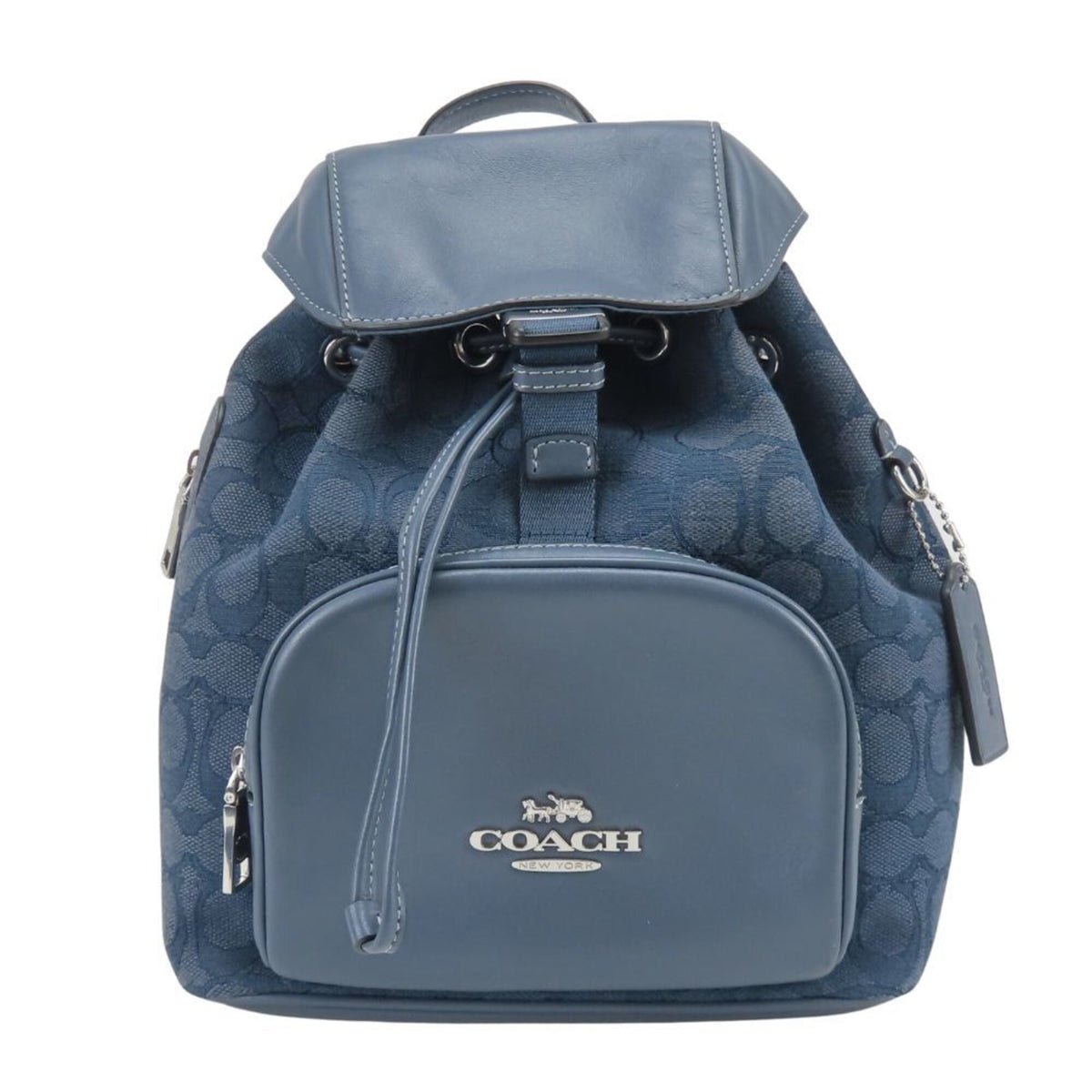 Coach Navy Canvas Leather Backpack (Pre-Owned)