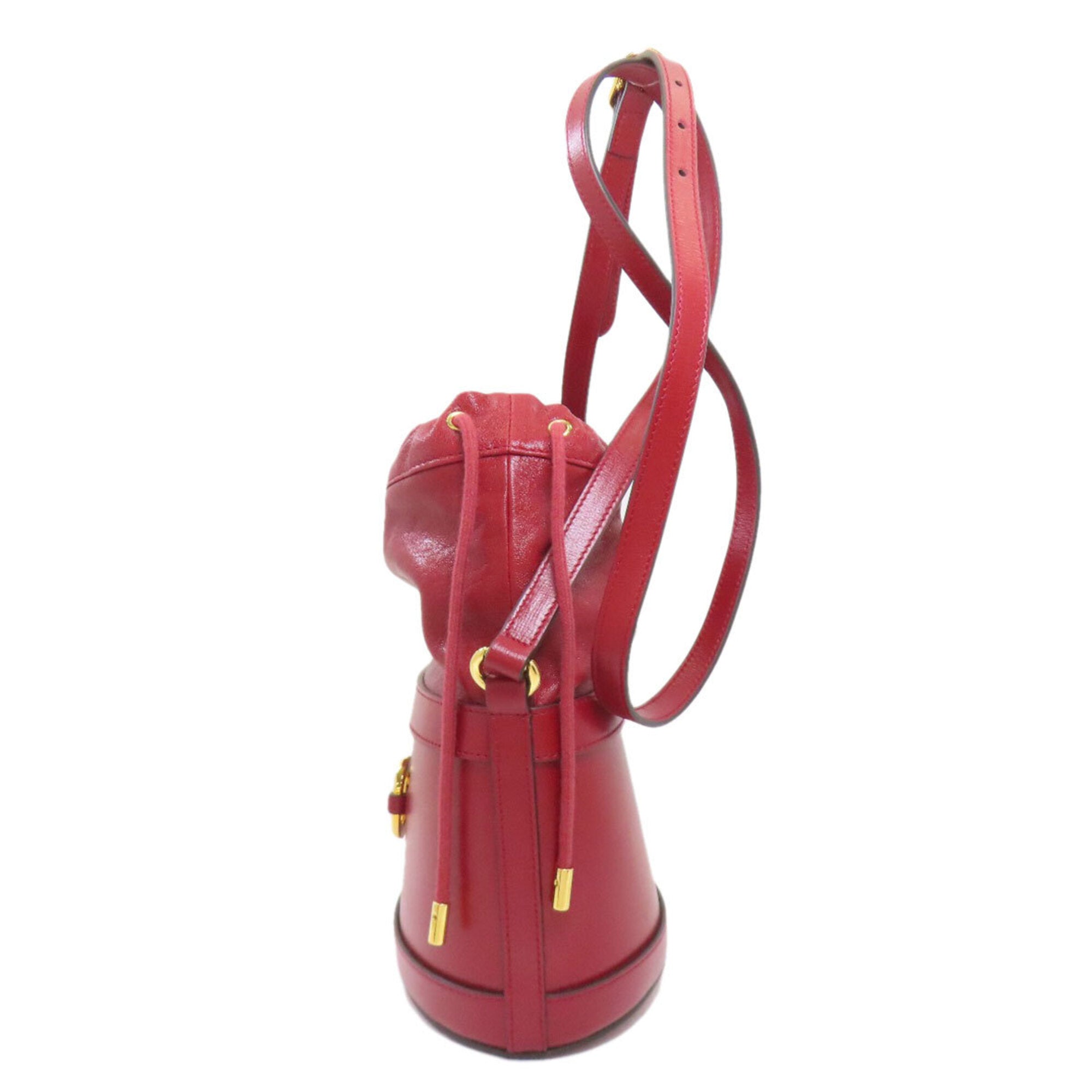 Gucci Red Color Leather Shoulder Bag (Pre-Owned)