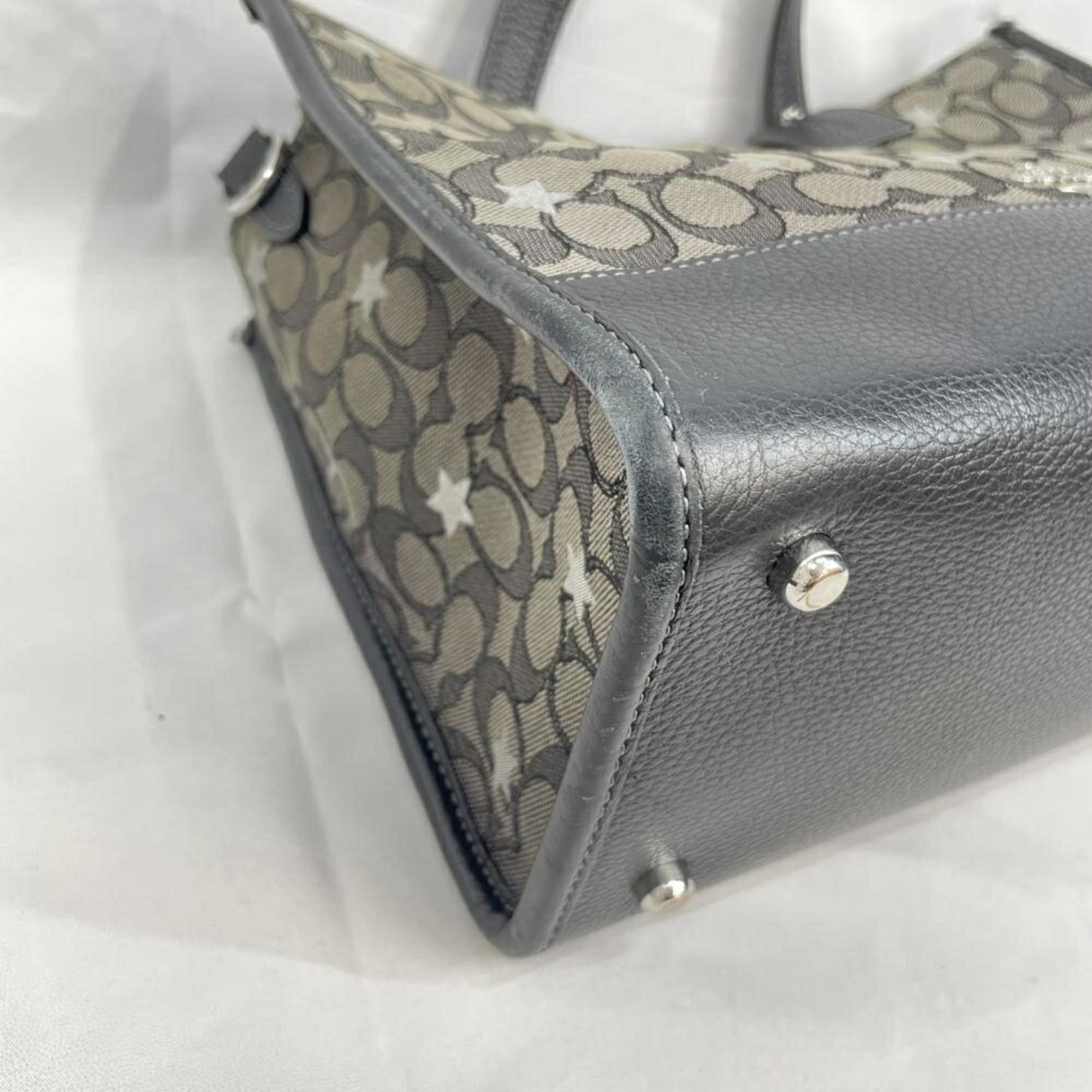 Coach Silver Signature Line Tote Bag (Pre-Owned)