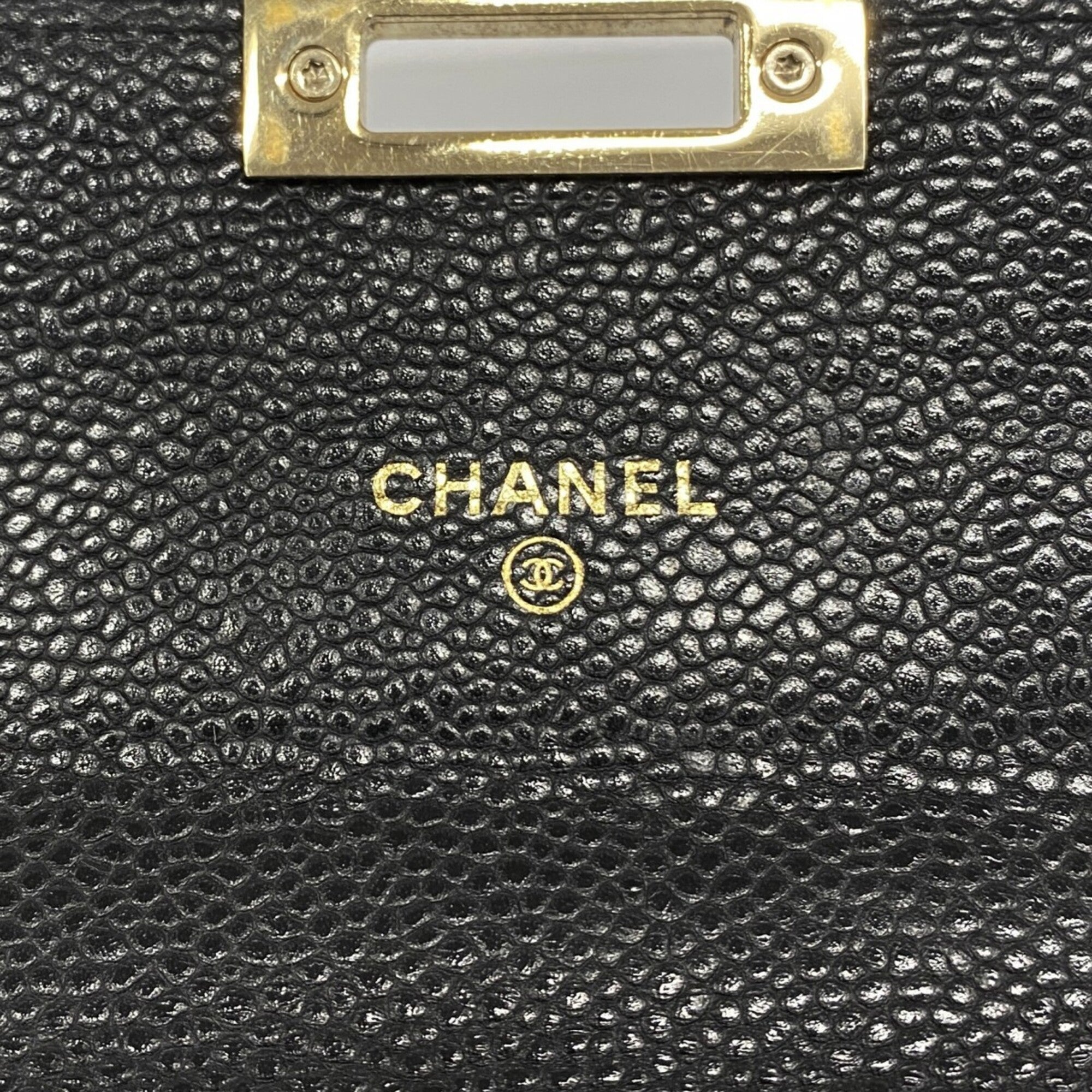 Chanel Black Grained Calfskin Long Wallet (Bi-Fold) (Pre-Owned)