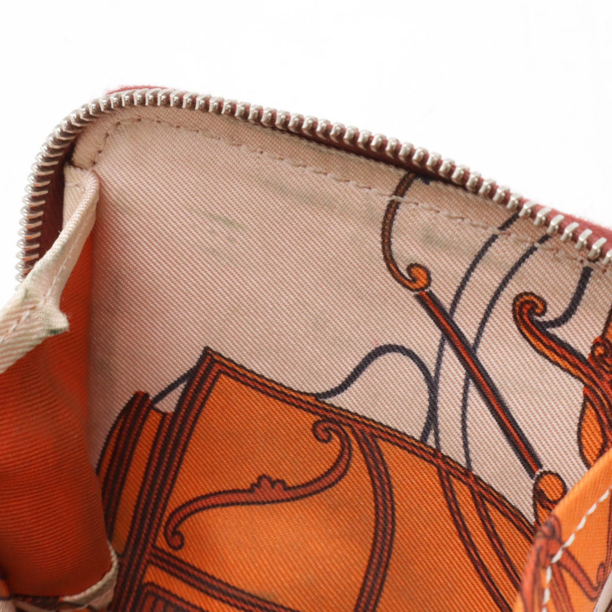 Hermes Orange Epsom Leather Silk Coin Purse/Coin Case (Pre-Owned)