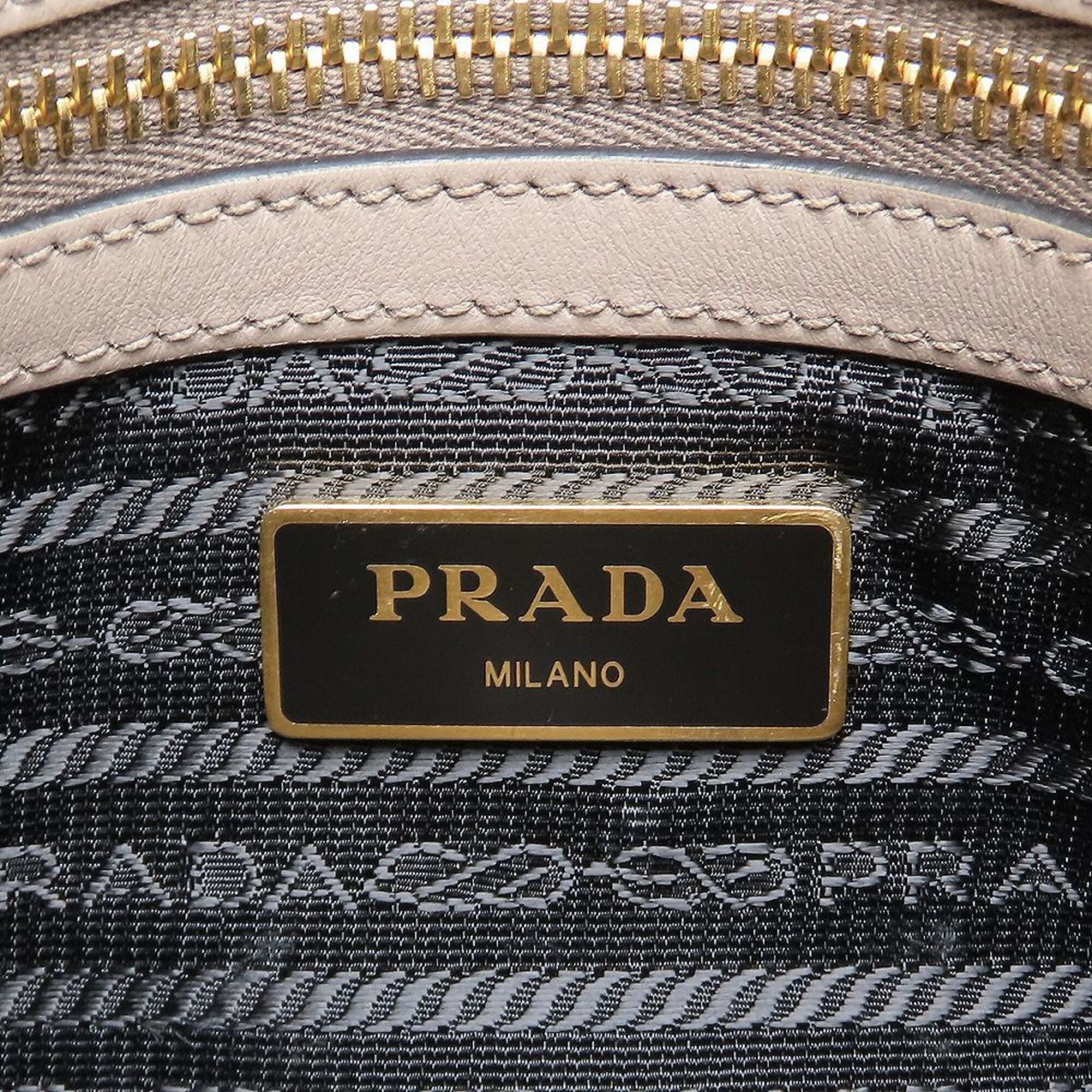 Prada Grayish Saffiano Triangle Leather Shoulder Bag (Pre-Owned)
