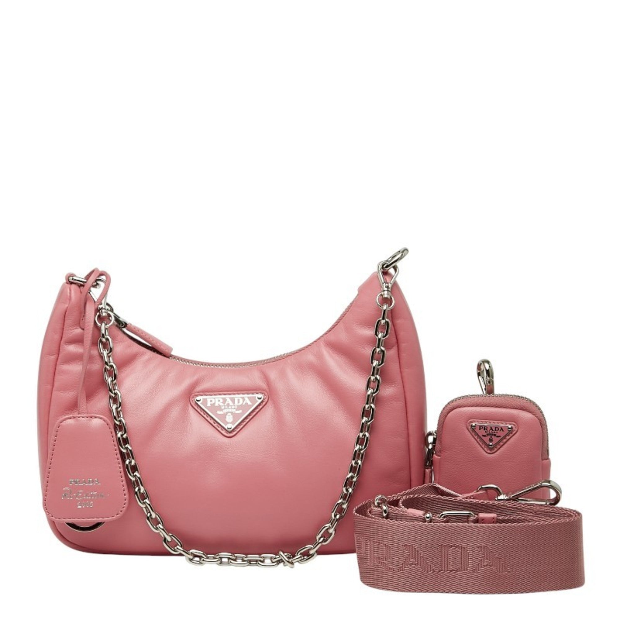 Prada Pink Leather Handbag Pouch Shoulder Bag (Pre-Owned)