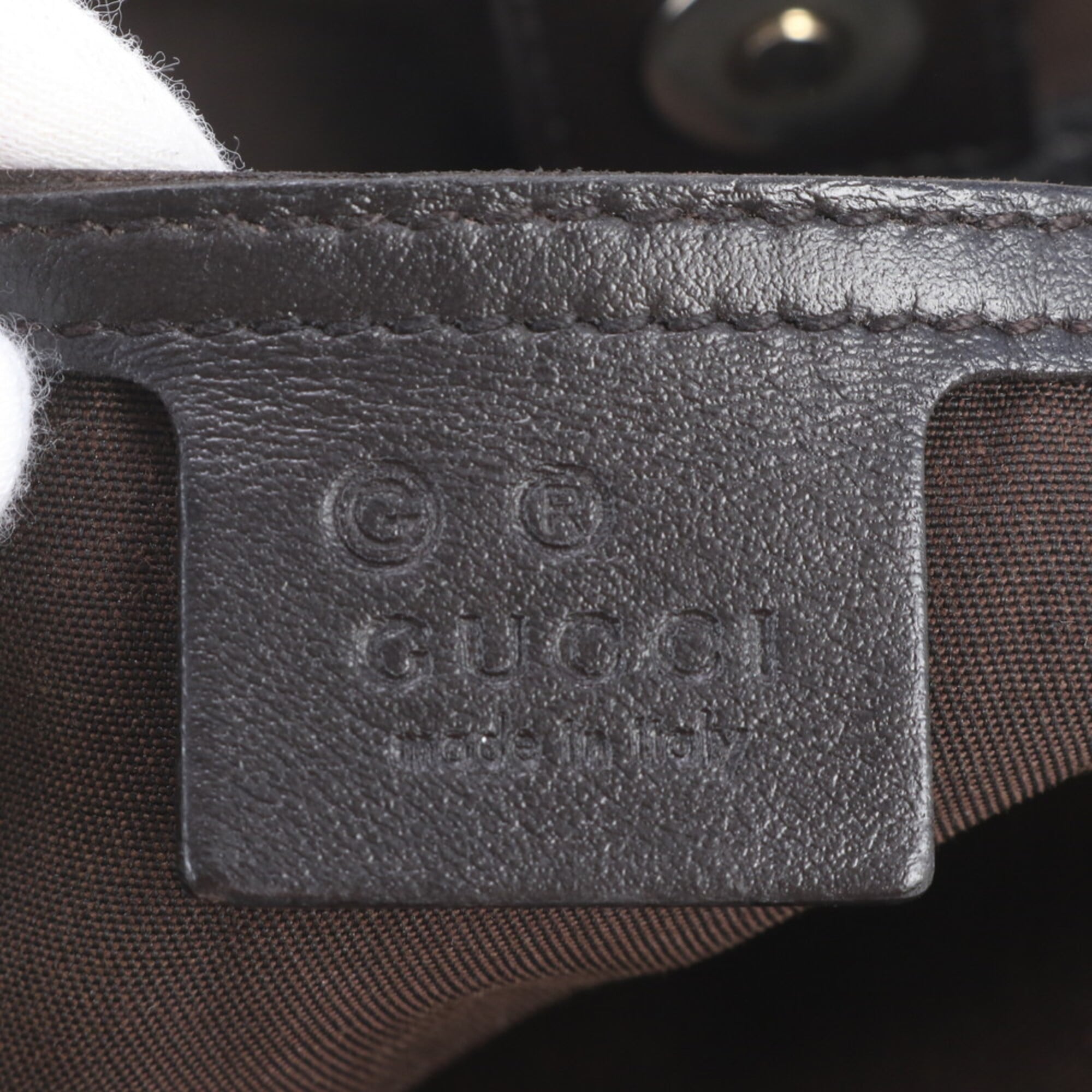 Gucci Black Brown Leather Handbag Shoulder Bag Tote Bag (Pre-Owned)