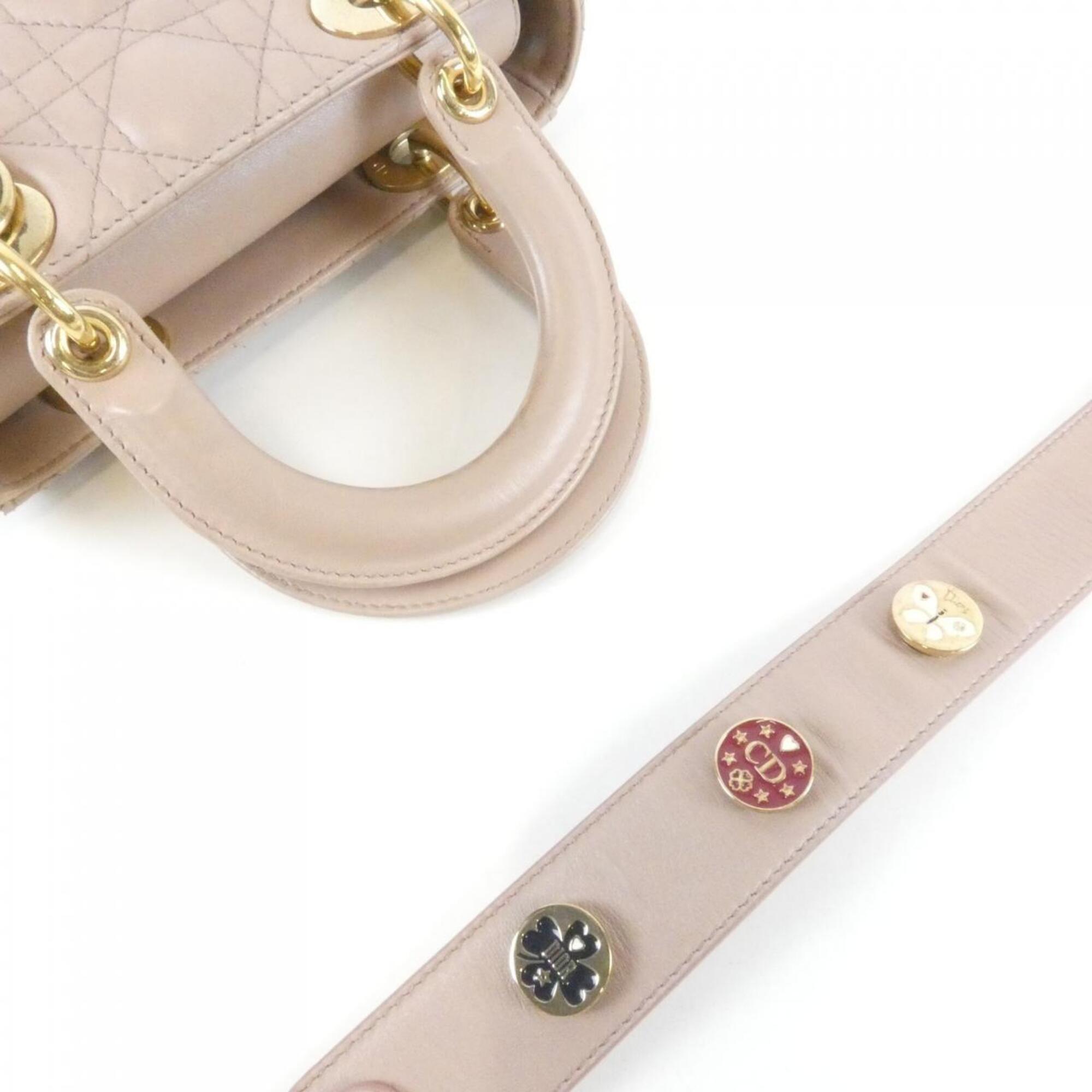 Christian Dior Pink Beige Leather Handbag (Pre-Owned)