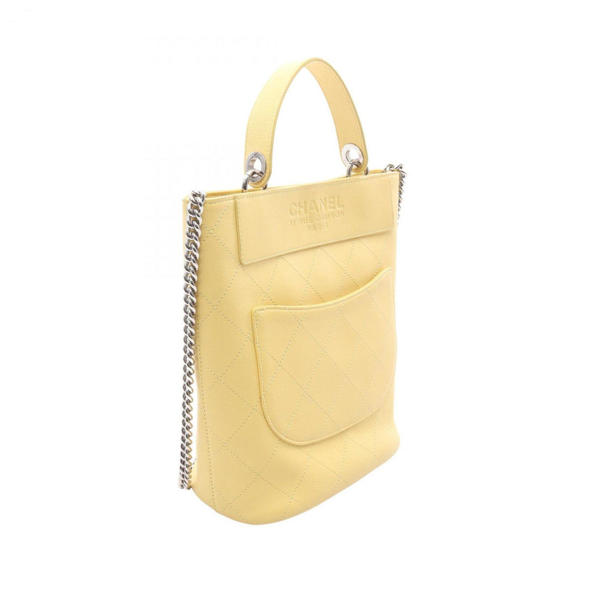 Chanel Yellow Leather Handbag Shoulder Bag (Pre-Owned)