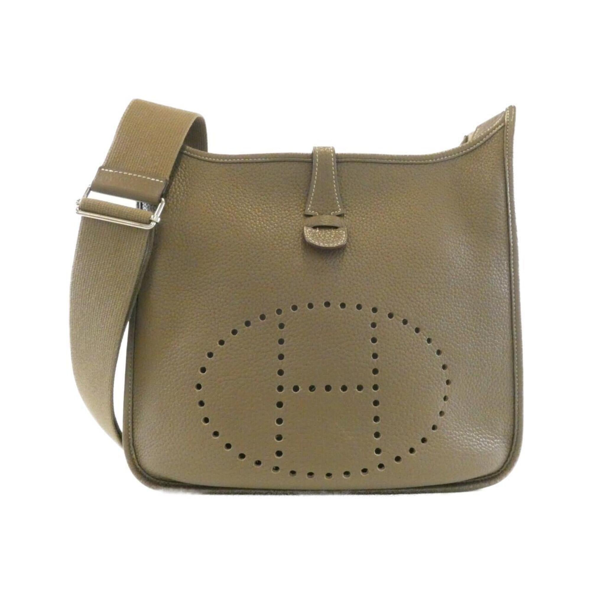 Hermes Etoupe Gray Taurillon Clemence Leather Shoulder Bag (Pre-Owned)