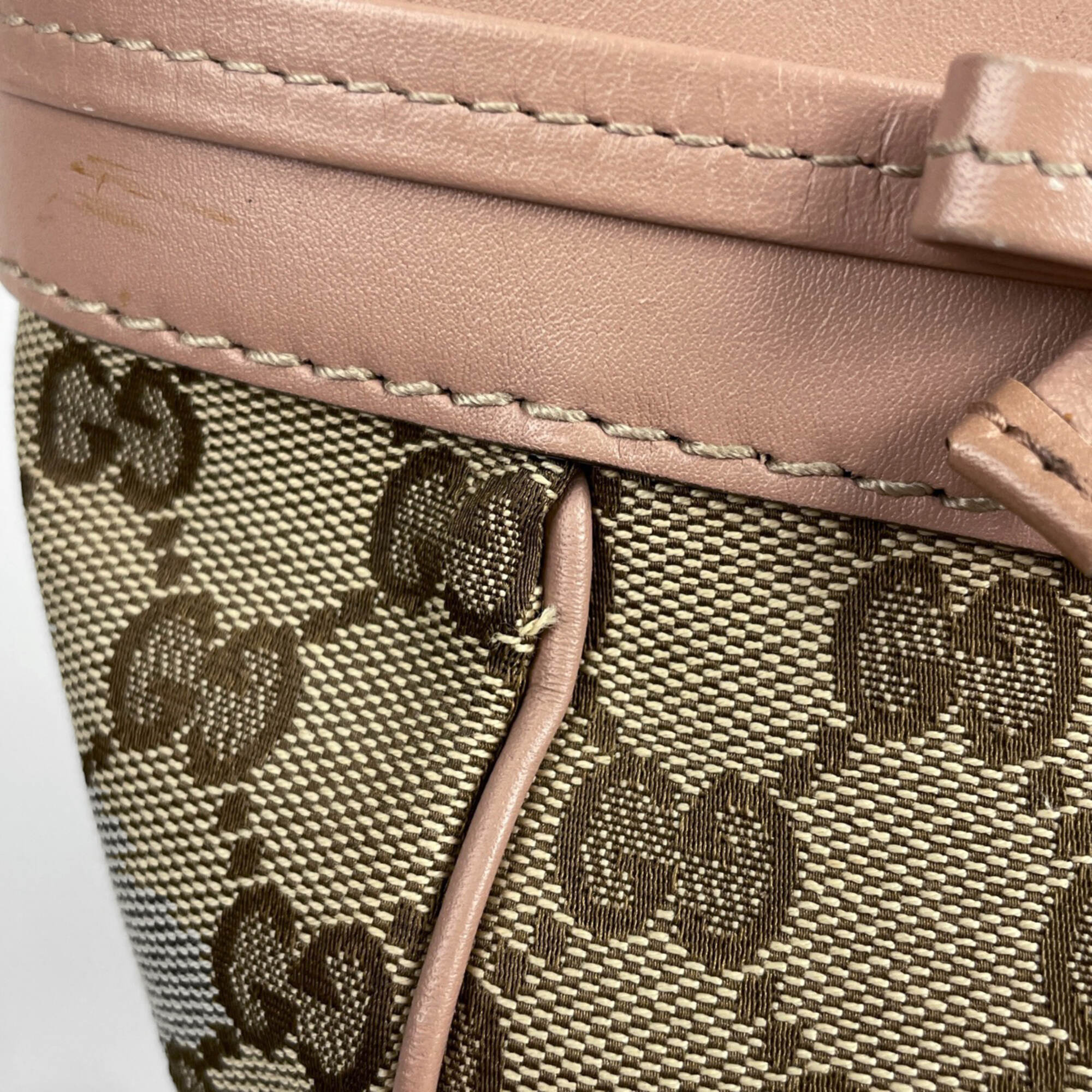 Gucci Gg Canvas Beige Pink Beige Gg Canvas Leather Tote Bag (Pre-Owned)