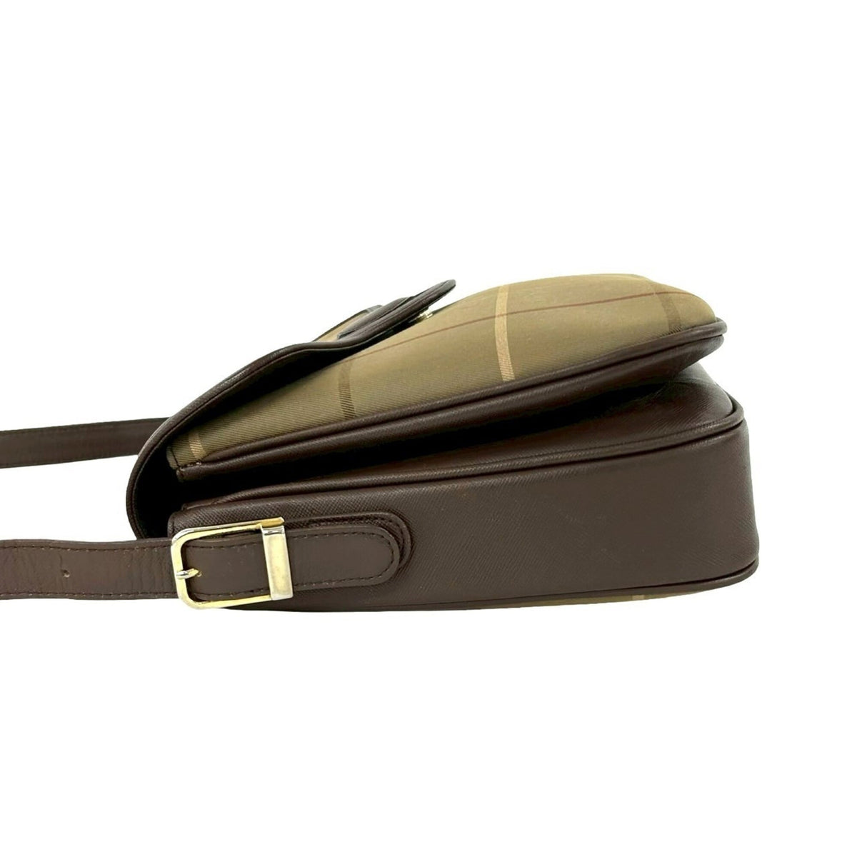 Burberry Brown Khaki Canvas Leather Shoulder Bag (Pre-Owned)
