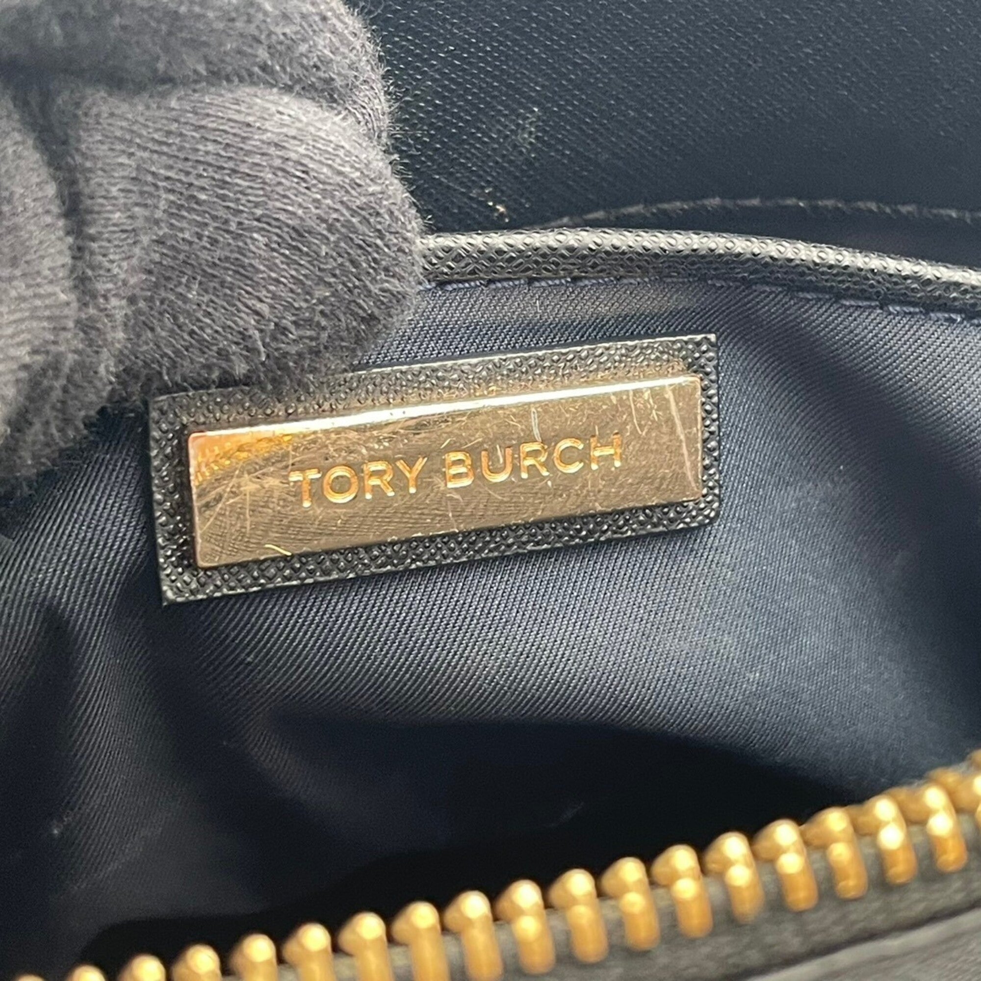 Tory Burch Black Leather Handbag Shoulder Bag Tote Bag (Pre-Owned)