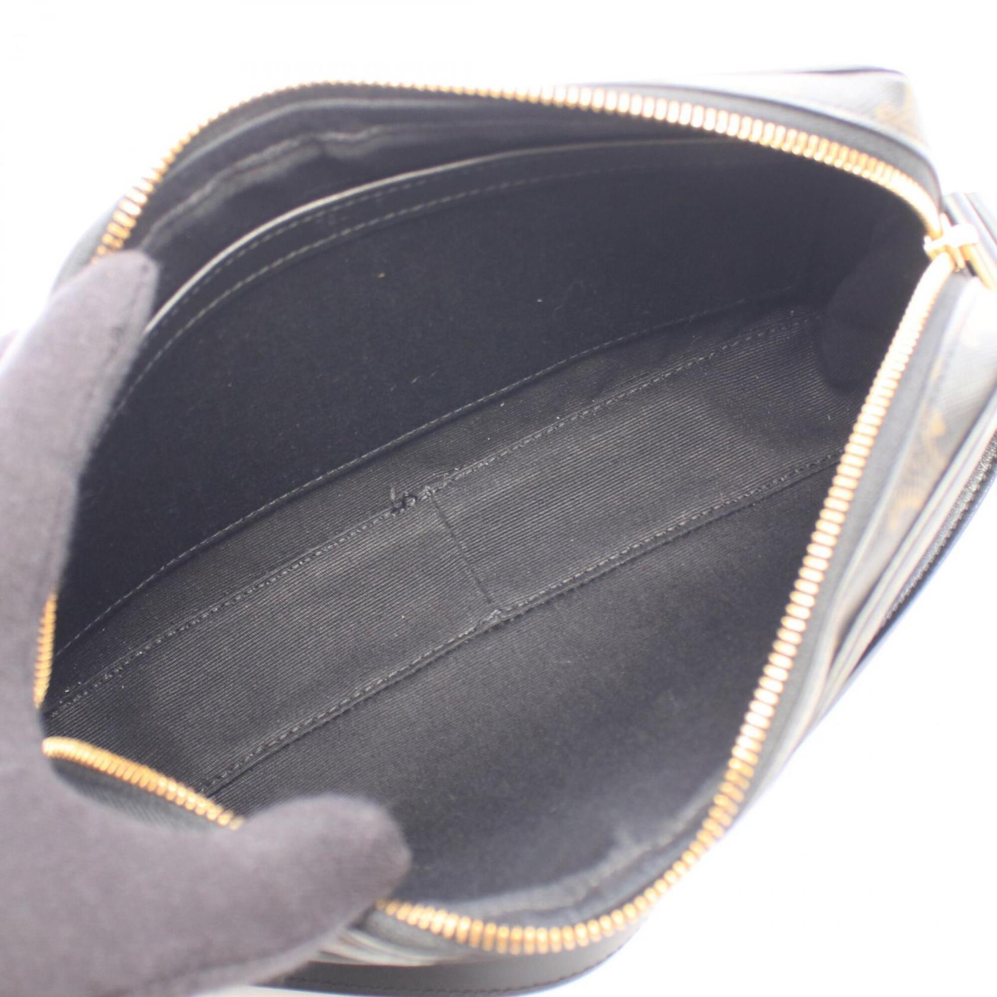 Celine Black Brown White Pvc Coated Canvas Leather Messenger Bag Shoulder Bag (Pre-Owned)