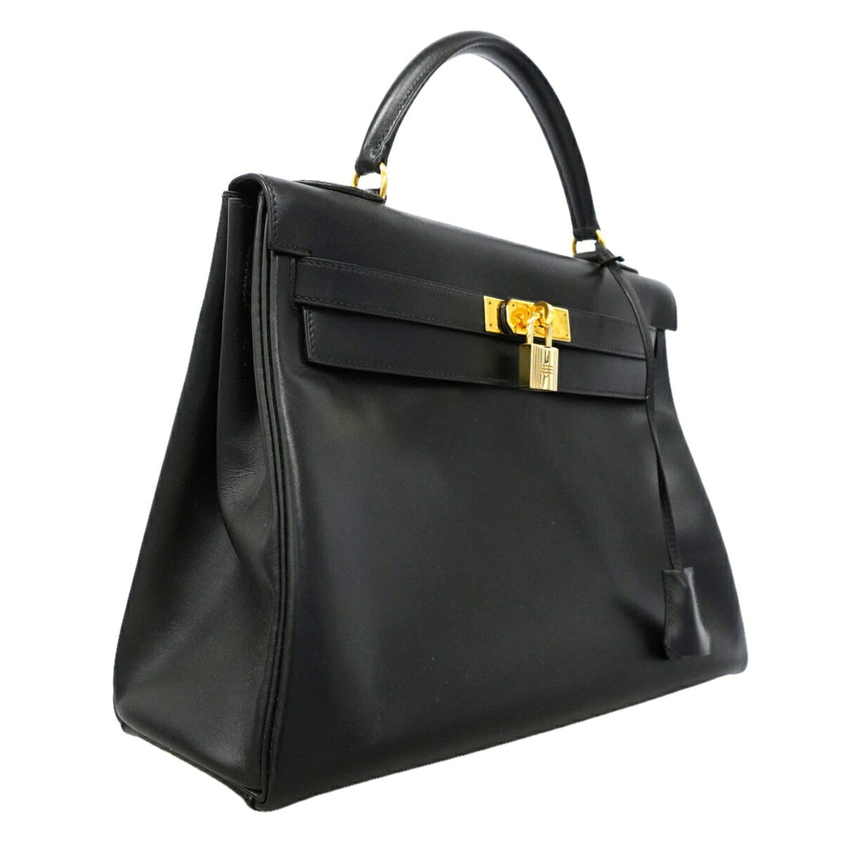 Hermes Black Box Calf Leather Handbag (Pre-Owned)