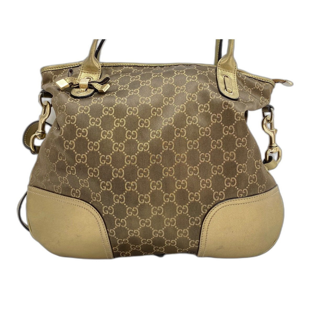 Gucci Brown Gold Nylon Tote Bag (Pre-Owned)