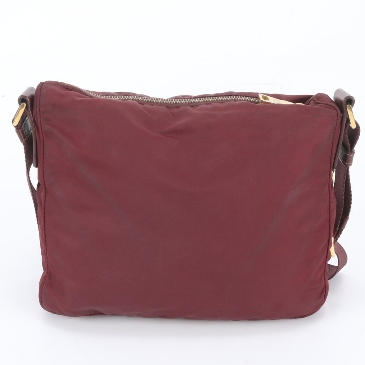 Prada Red Color Wine Leather Nylon Crossbody Bag Shoulder Bag (Pre-Owned)