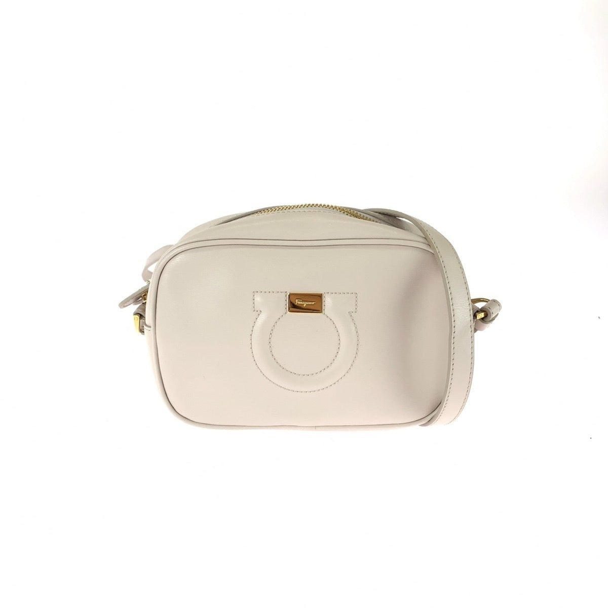 Salvatore Ferragamo Beige Pink Beige Leather Pochette Shoulder Bag (Pre-Owned)