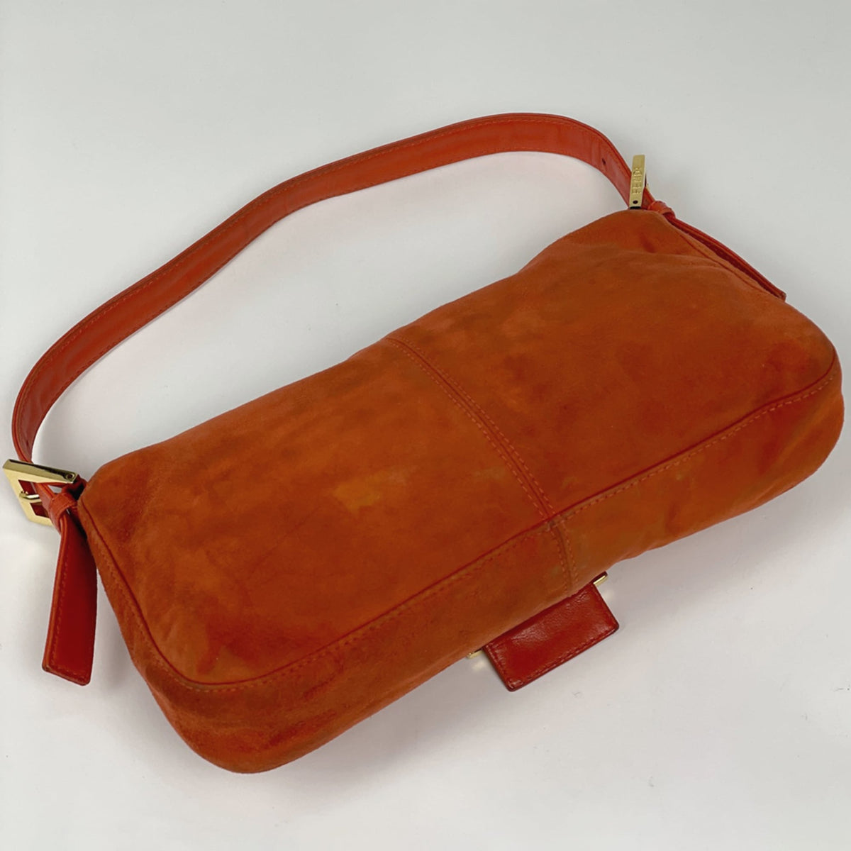 Fendi Red Color Suede Leather Shoulder Bag (Pre-Owned)