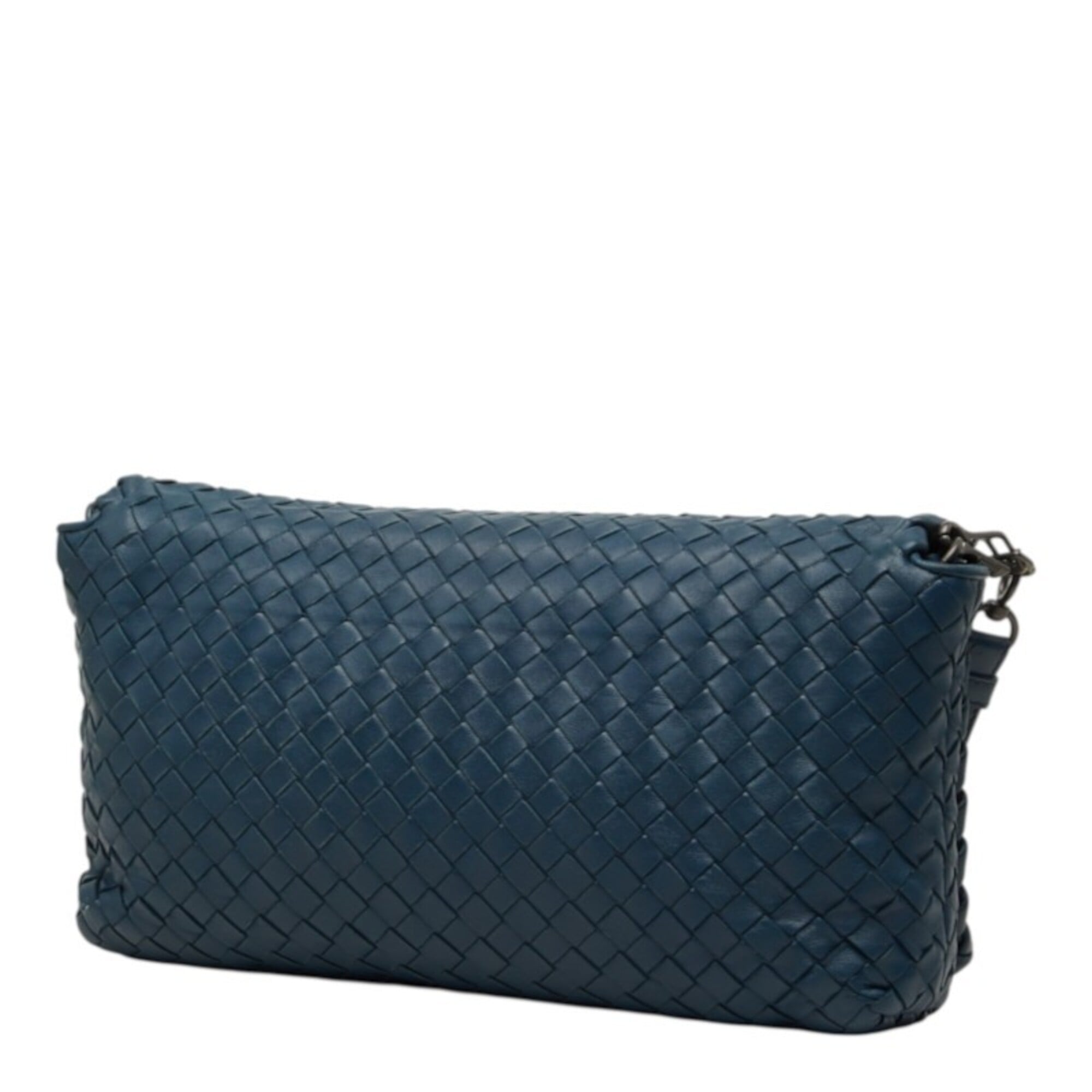 Bottega Veneta Navy Intrecciato Shoulder Bag (Pre-Owned)