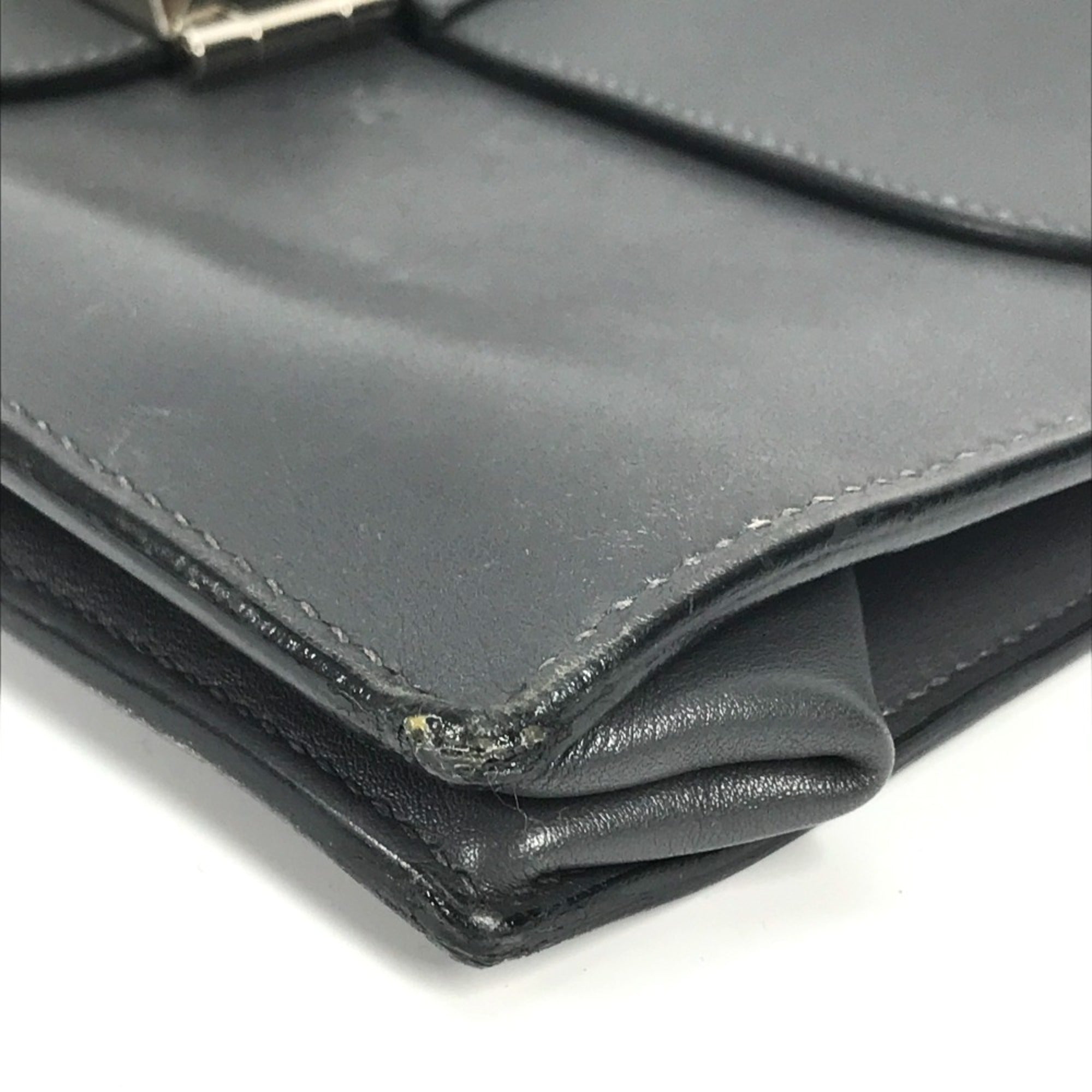 Hermes Gray Leather Briefcase (Pre-Owned)