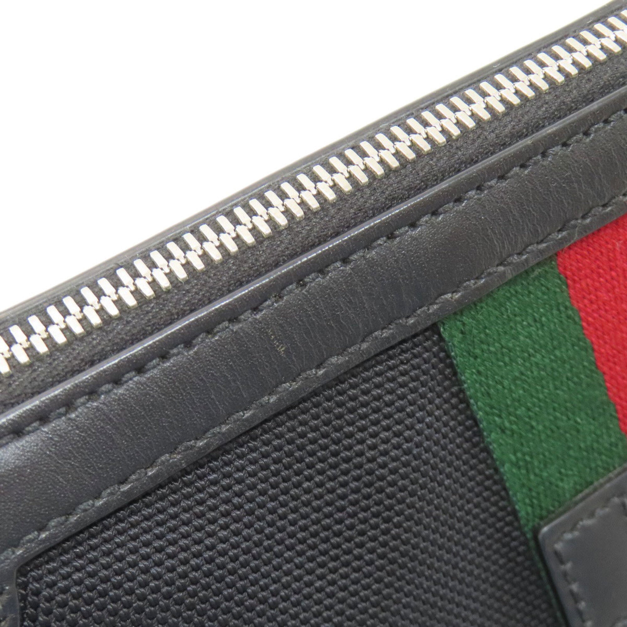 Gucci Sherry Line Black Canvas Leather Shoulder Bag (Pre-Owned)