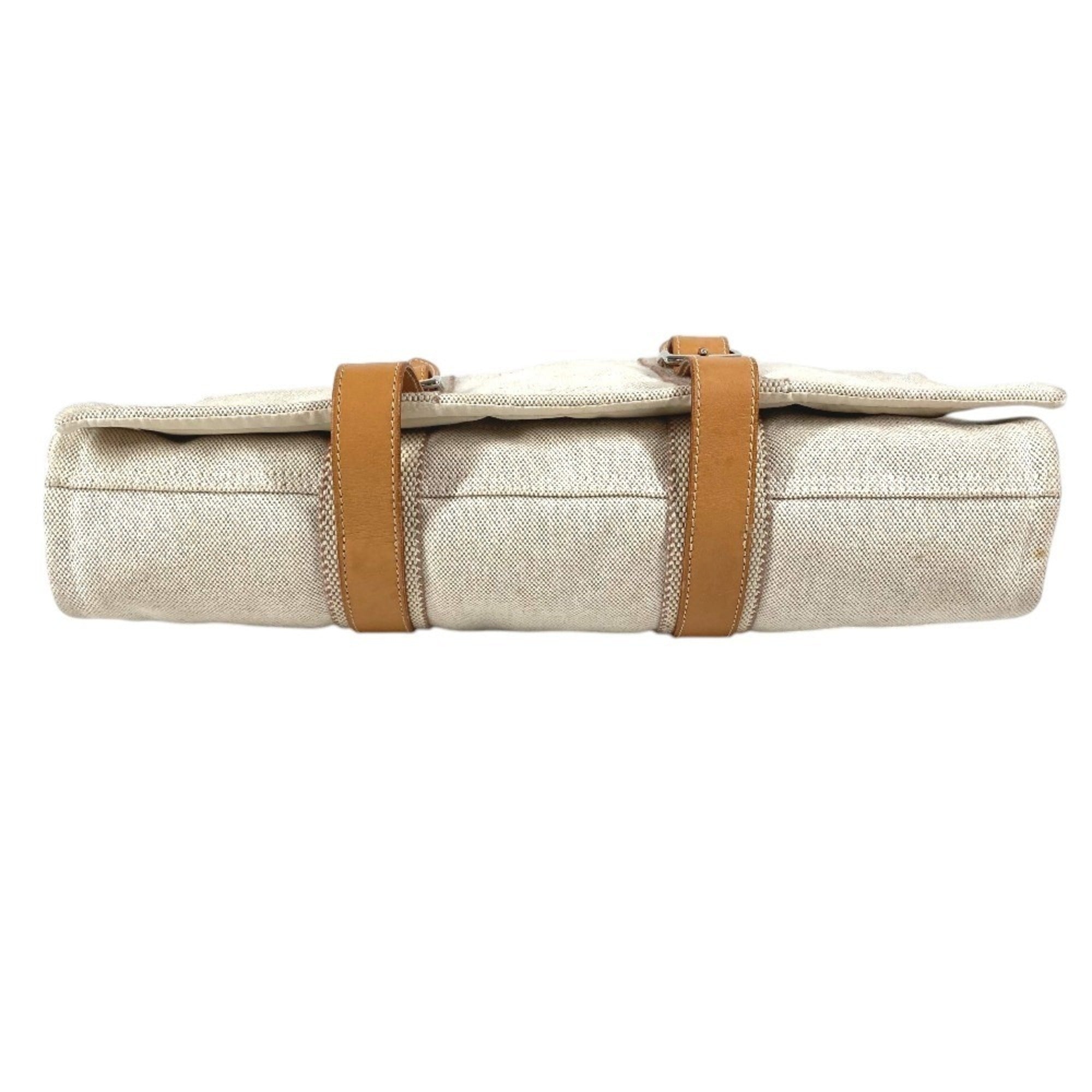 Hermes Beige Cotton Leather Shoulder Bag (Pre-Owned)