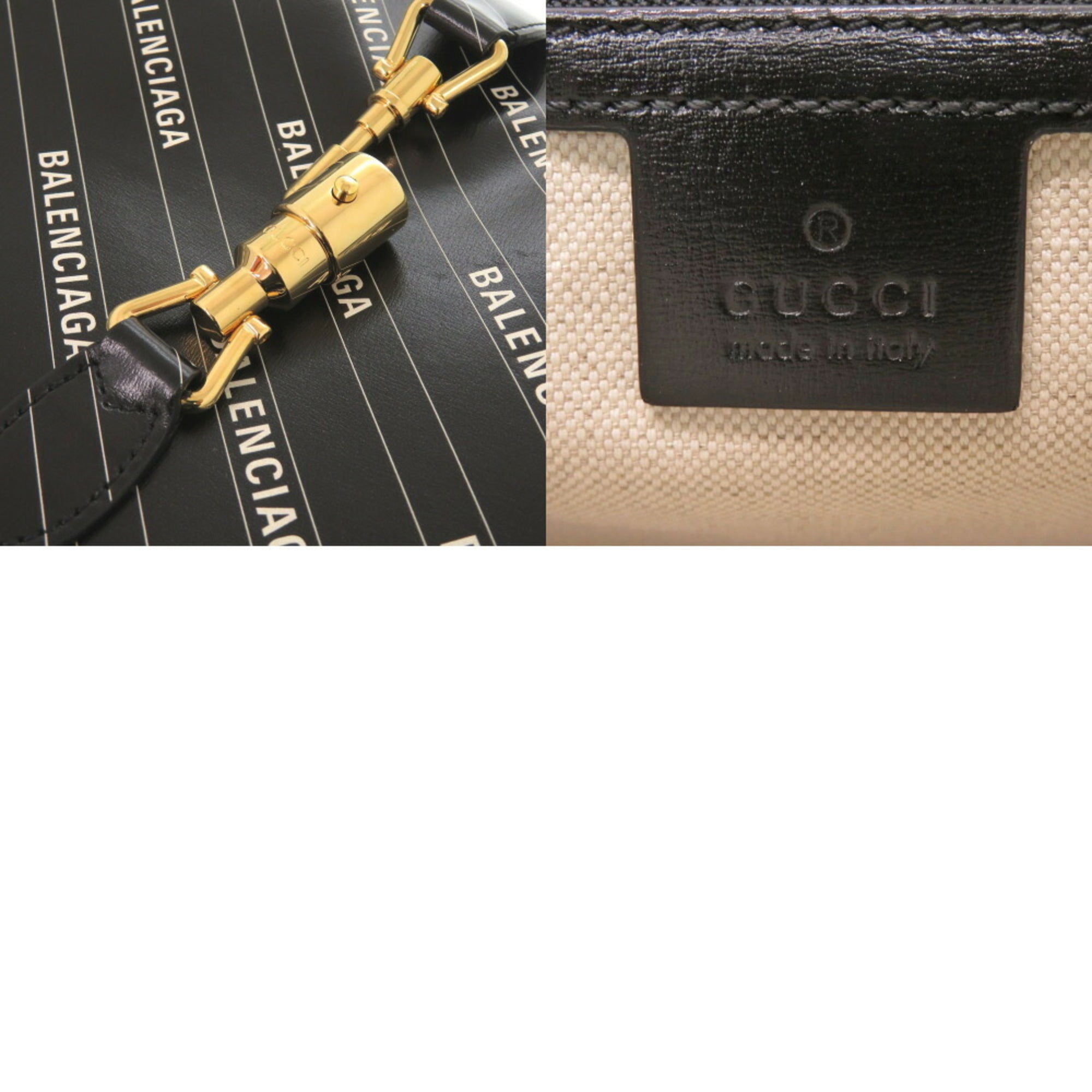 Gucci Black White Leather Shoulder Bag (Pre-Owned)