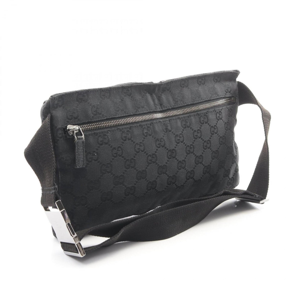 Gucci Black Gg Canvas Leather Fanny Pack Handbag (Pre-Owned)