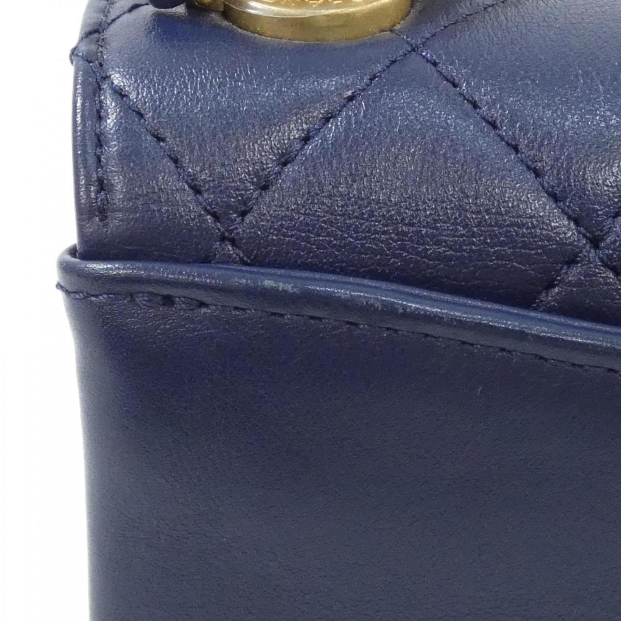 Chanel Navy Leather Shoulder Bag (Pre-Owned)