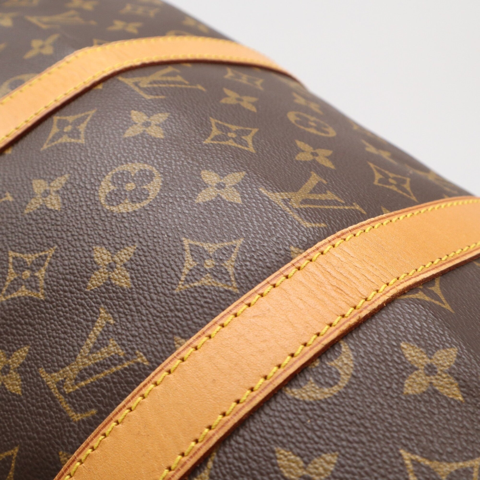 Louis Vuitton Beige Brown Monogram Leather Coated Canvas Boston Bag Handbag (Pre-Owned)