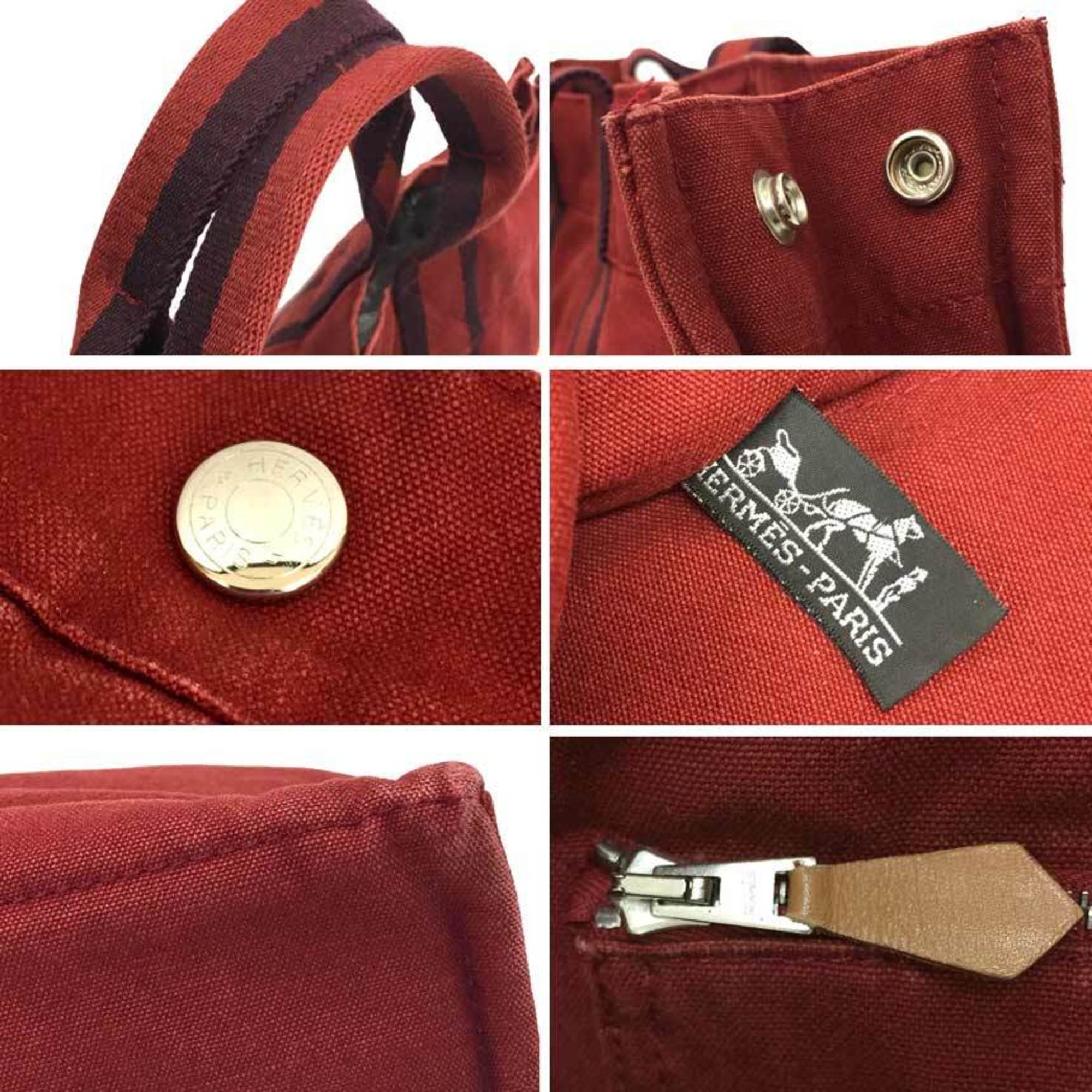 Hermes Red Color Canvas Tote Bag (Pre-Owned)