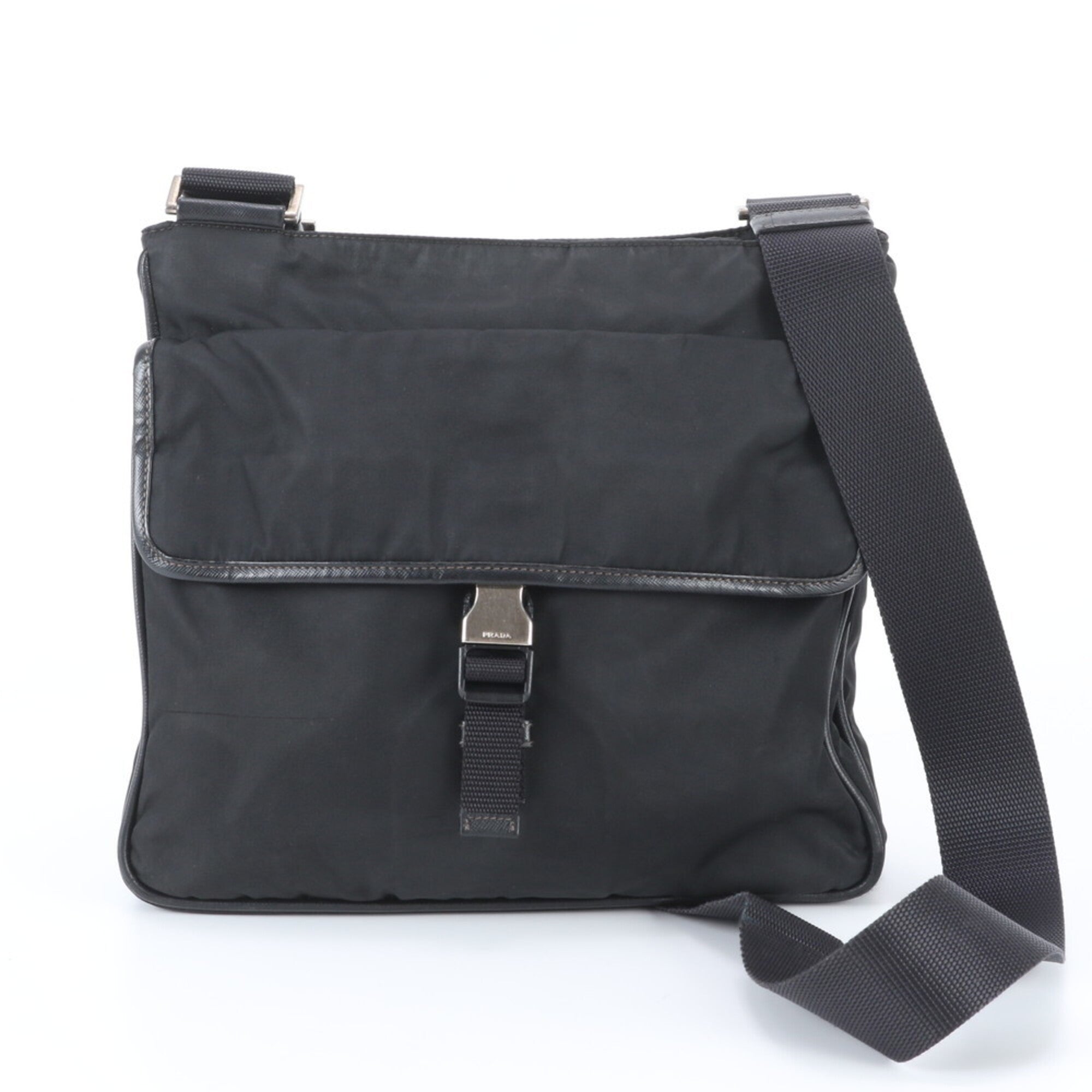 Prada Black Nylon Leather Shoulder Bag (Pre-Owned)