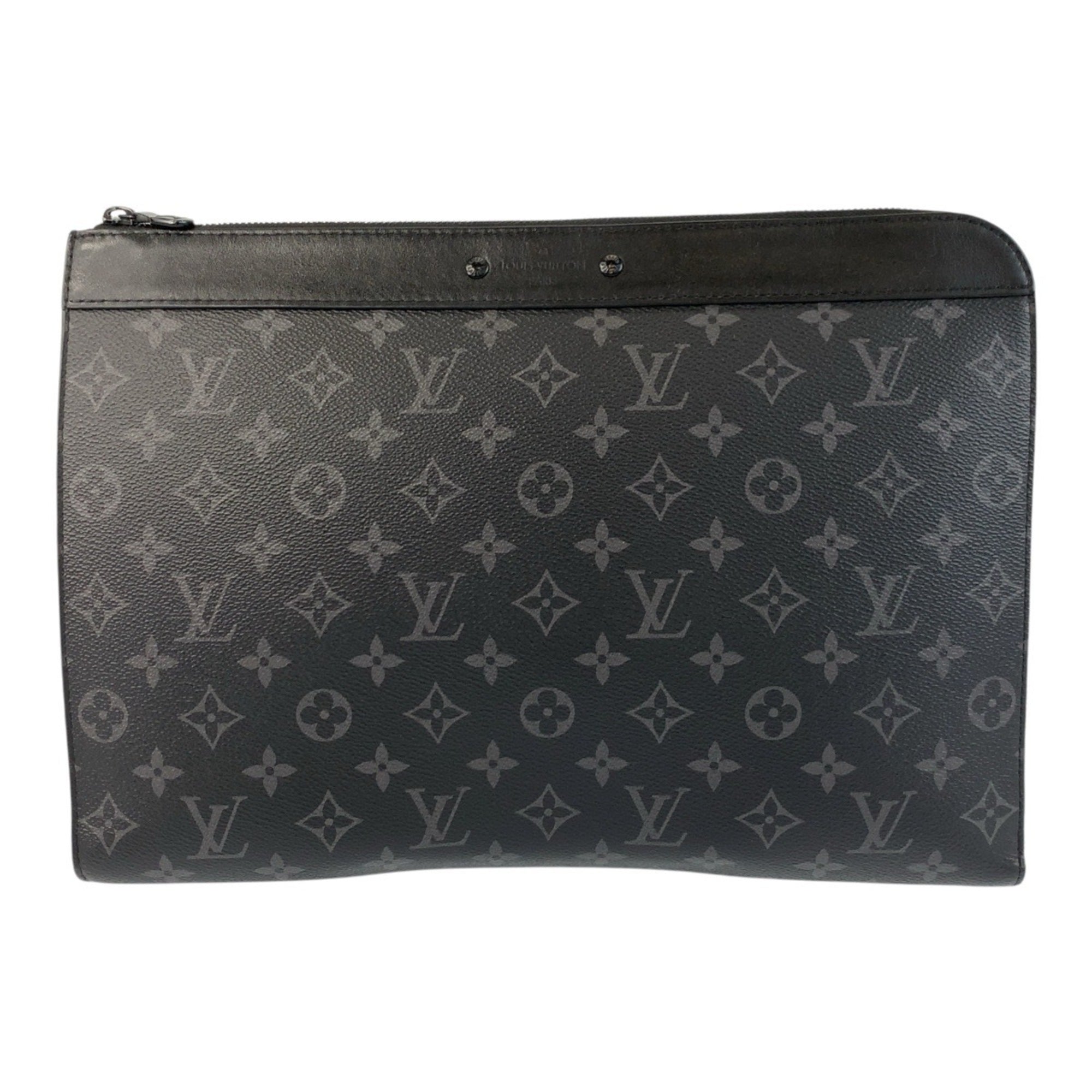 Louis Vuitton Black Gray Pvc Leather Clutch Bag Pochette (Pre-Owned)