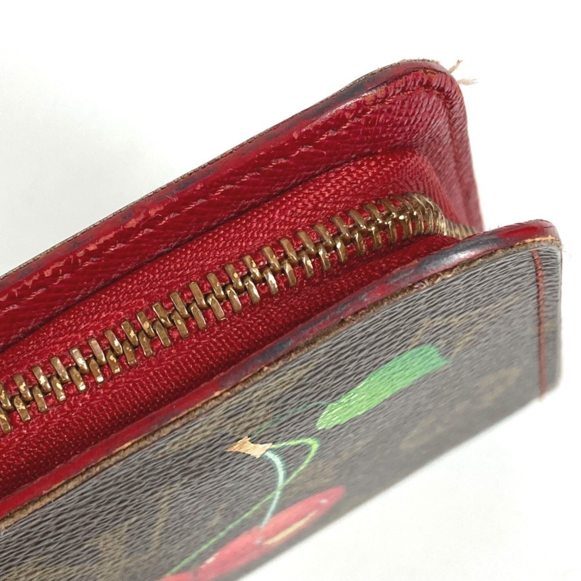 Louis Vuitton Brown Monogram Cherry Red Color Monogram Long Wallet (Bi-Fold) (Pre-Owned)