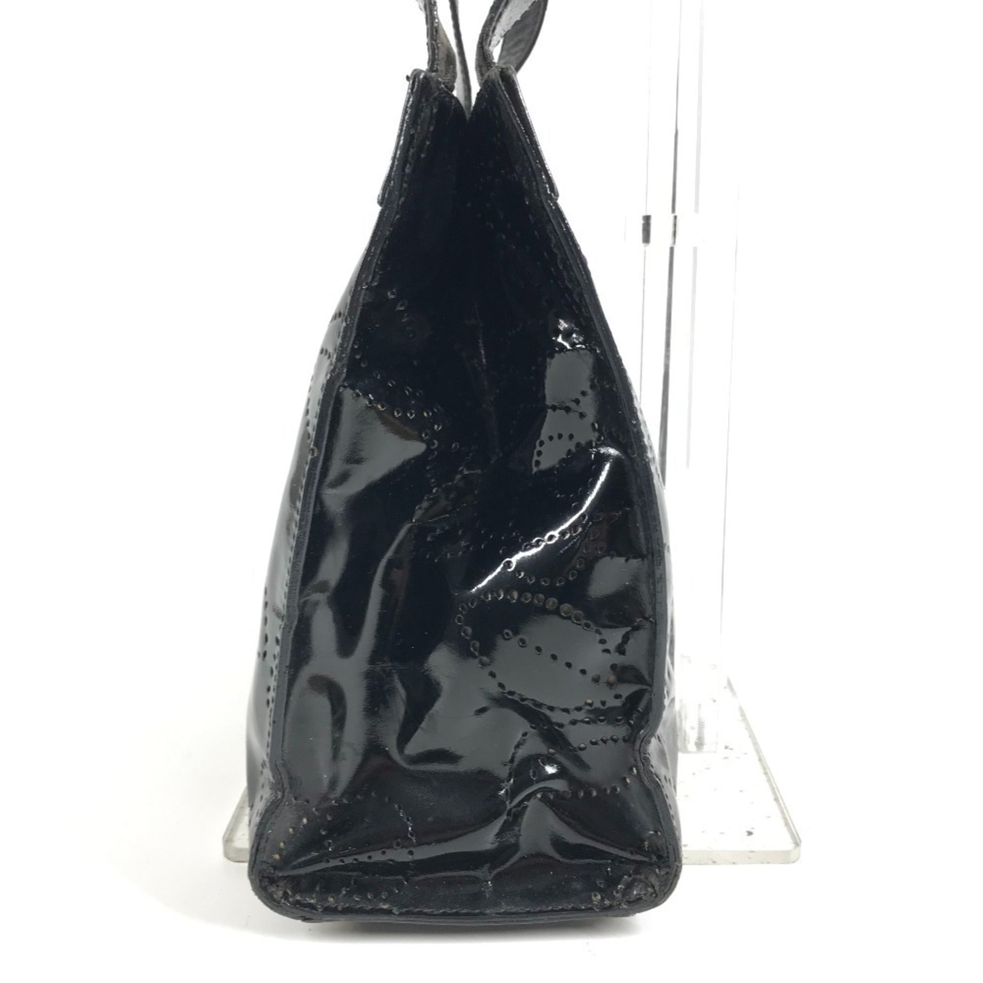 Chanel Camellia Black Patent Leather Handbag Shoulder Bag Tote Bag (Pre-Owned)