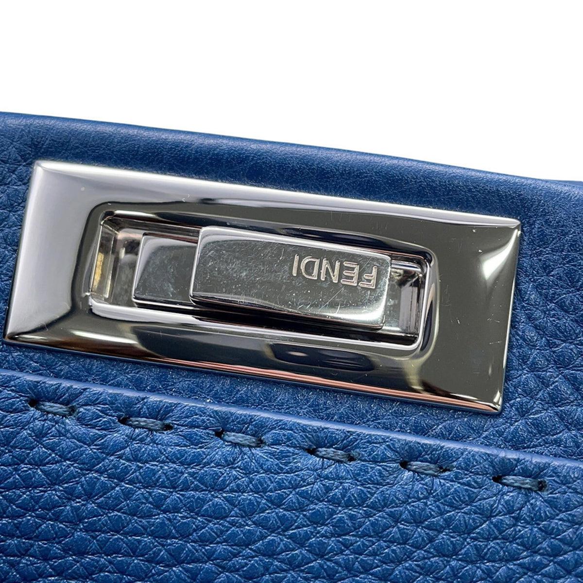 Fendi Peekaboo Blue Leather Handbag Shoulder Bag (Pre-Owned)