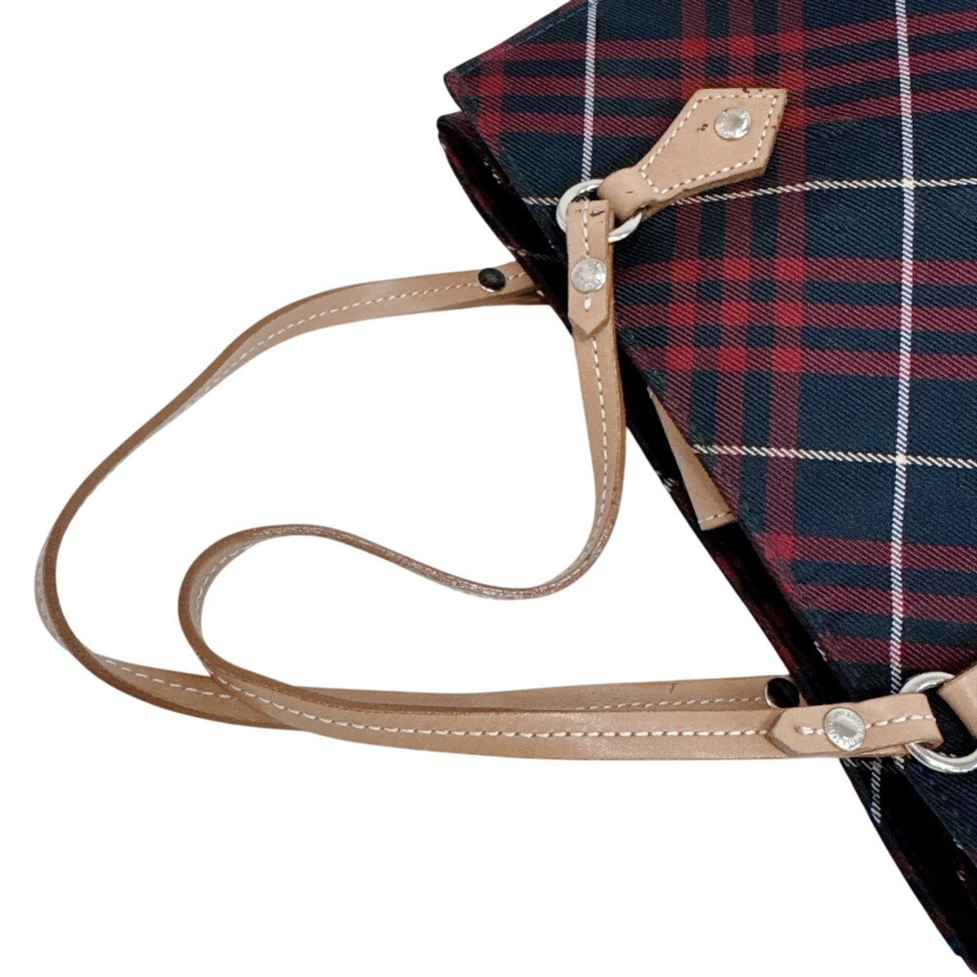 Burberry Red Color Canvas Handbag (Pre-Owned)