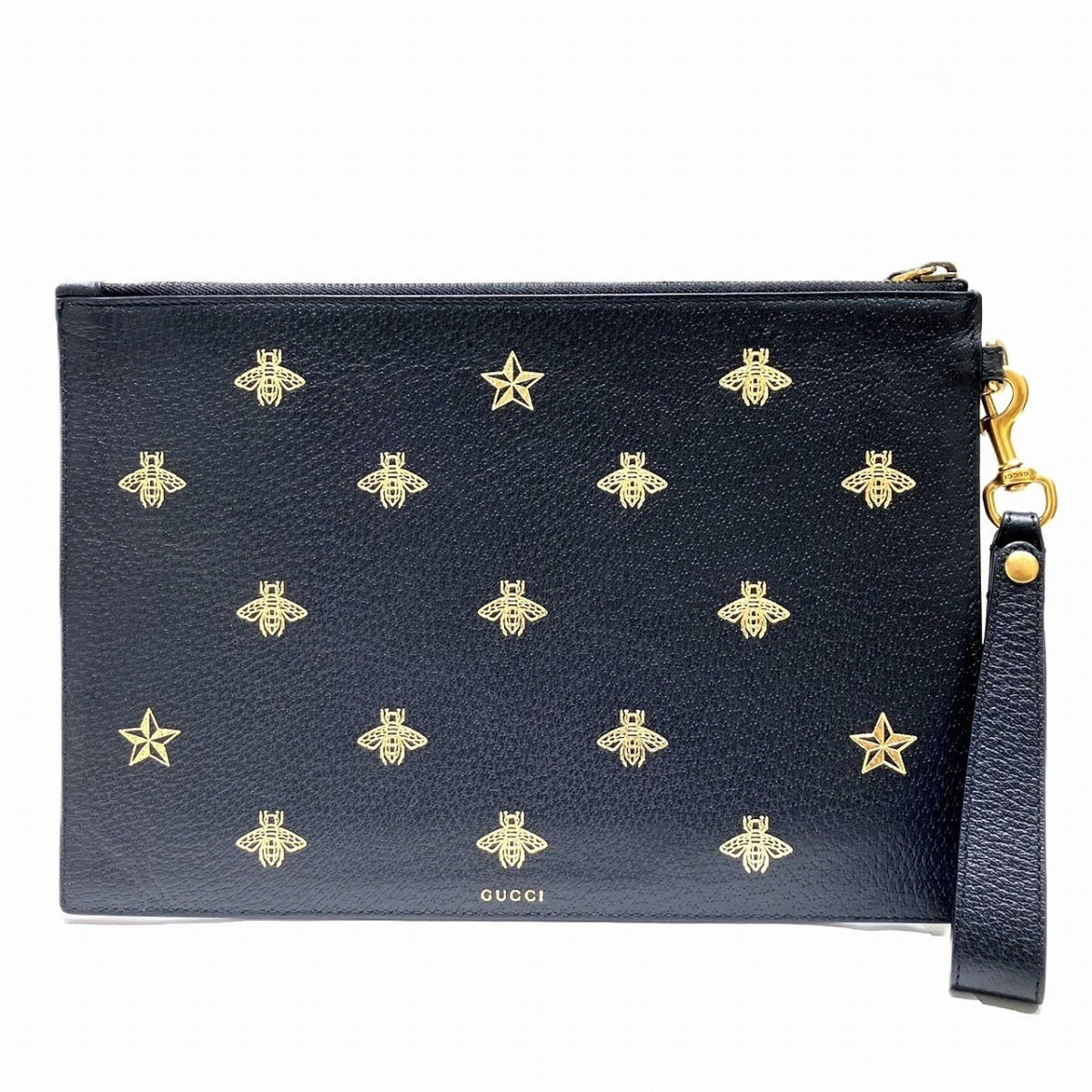 Gucci Black Leather Basket Clutch Bag (Pre-Owned)