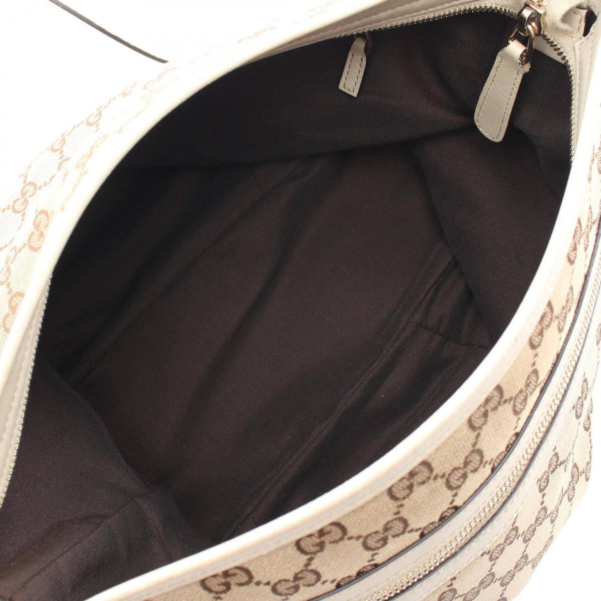 Gucci Beige White Gg Canvas Leather Handbag Shoulder Bag (Pre-Owned)