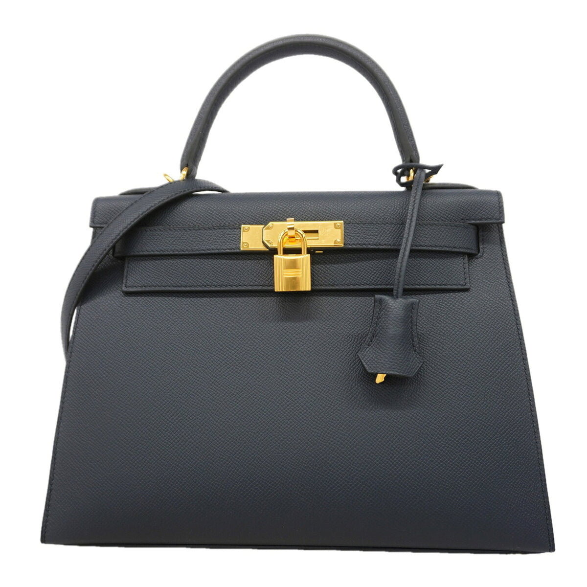 Hermes Blue Indigo Leather Handbag (Pre-Owned)