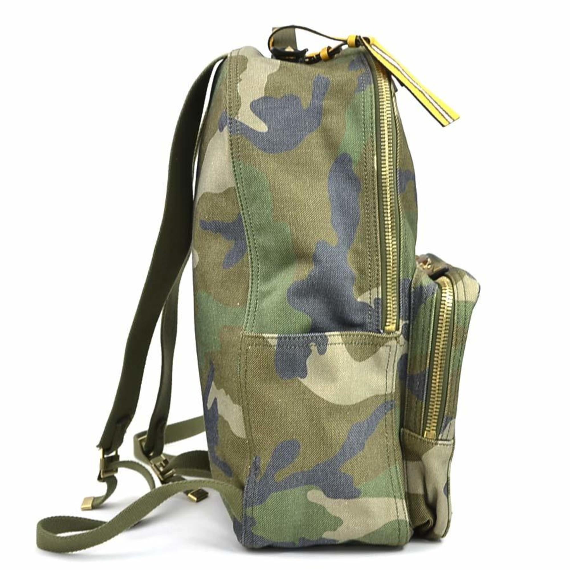 Valentino Garavani Khaki Canvas Leather Backpack (Pre-Owned)