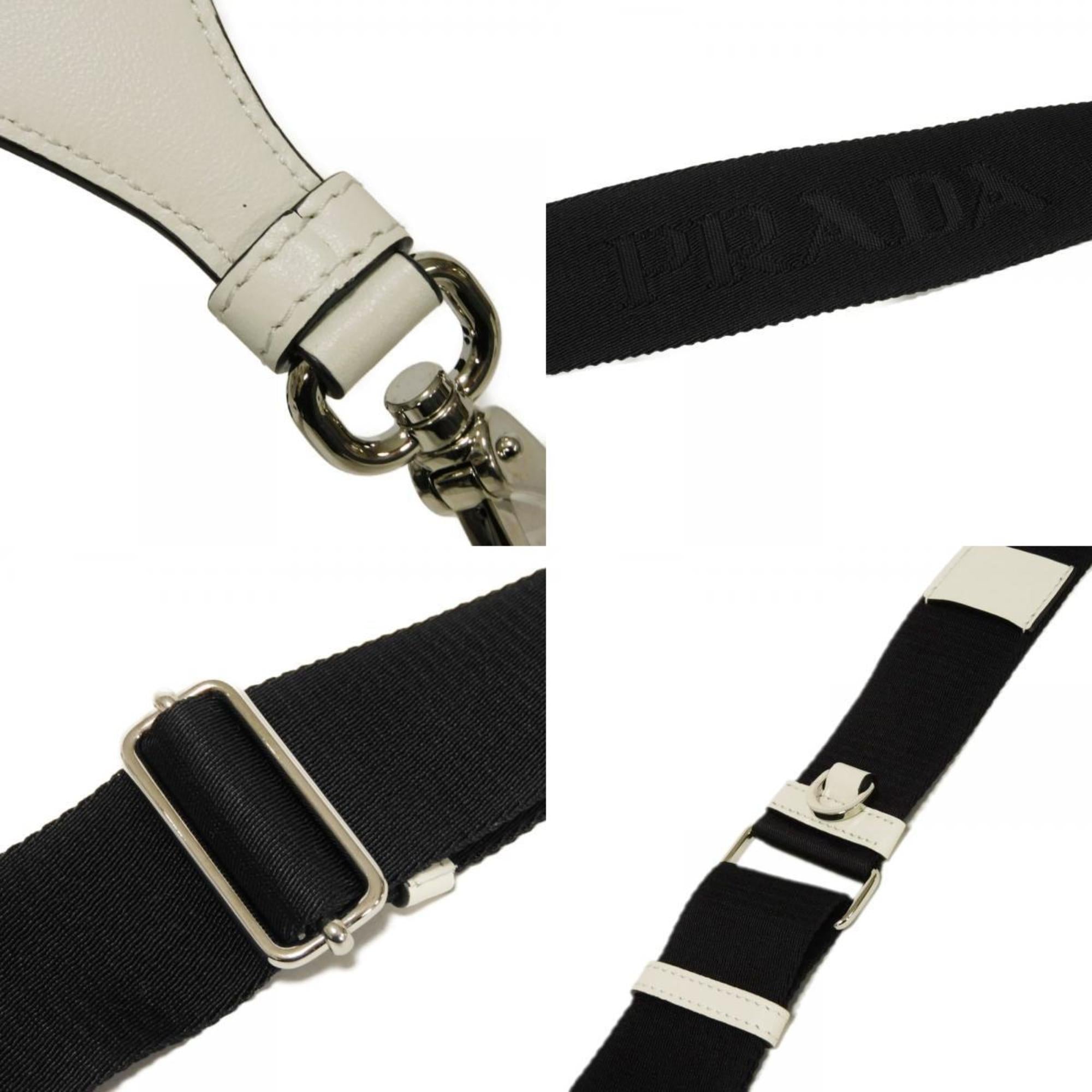 Prada Bianco White Leather Pouch Shoulder Bag (Pre-Owned)