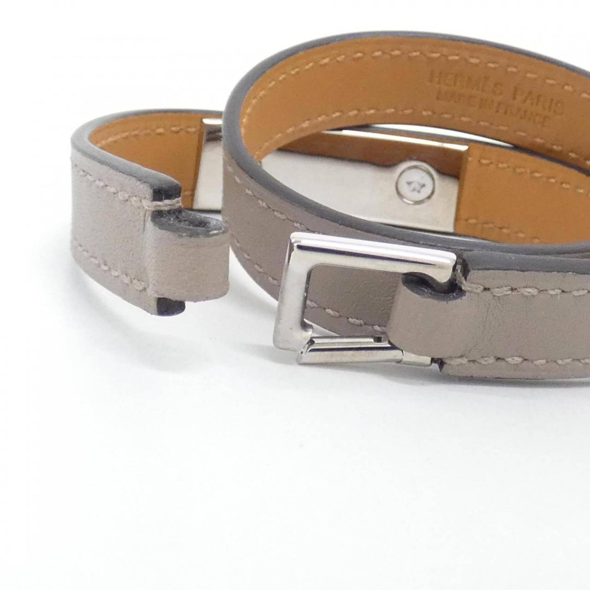 Hermes Gris Tourterelle Swift Leather Charm Bracelet (Pre-Owned)